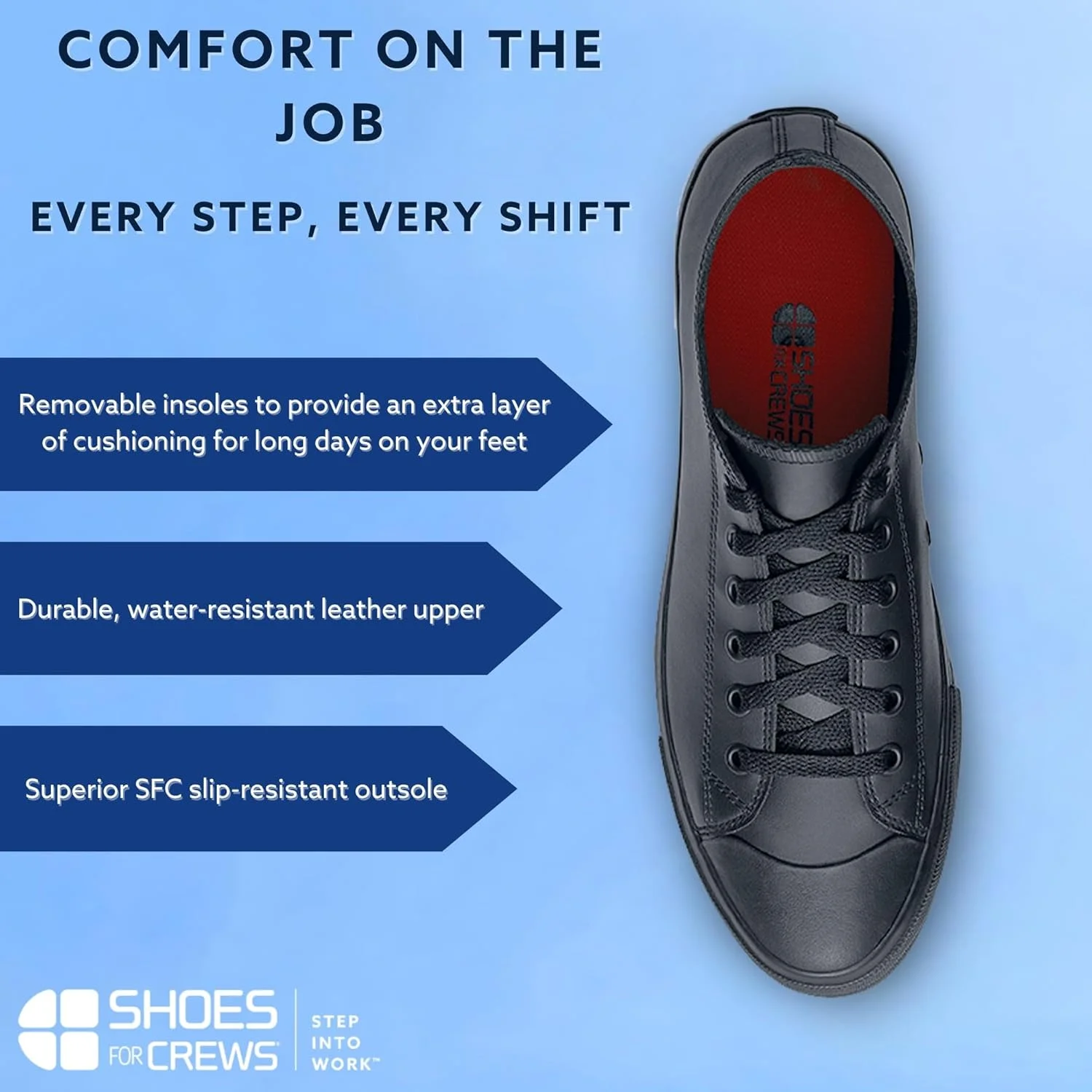 کفش چرمی مردانه برای خدمه، مشکی