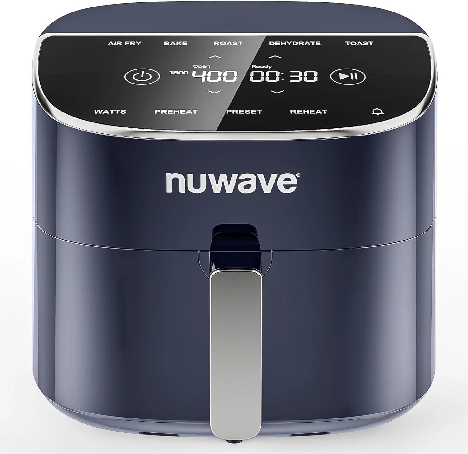 سرخ کن بادی Nuwave Brio Plus با ظرفیت 8 کوارت، بدون PFAS، جدید و بهبود یافته، صفحه لمسی دیجیتال، نمایشگر سفید خنک، 50 درجه فارنهایت تا 400 درجه فارنهایت با دقت 5 درجه، 5 عملکرد پخت، 100 تنظیمات از پیش تعیین شده و 50 حافظه، 3 وات 700، 1500، 1800