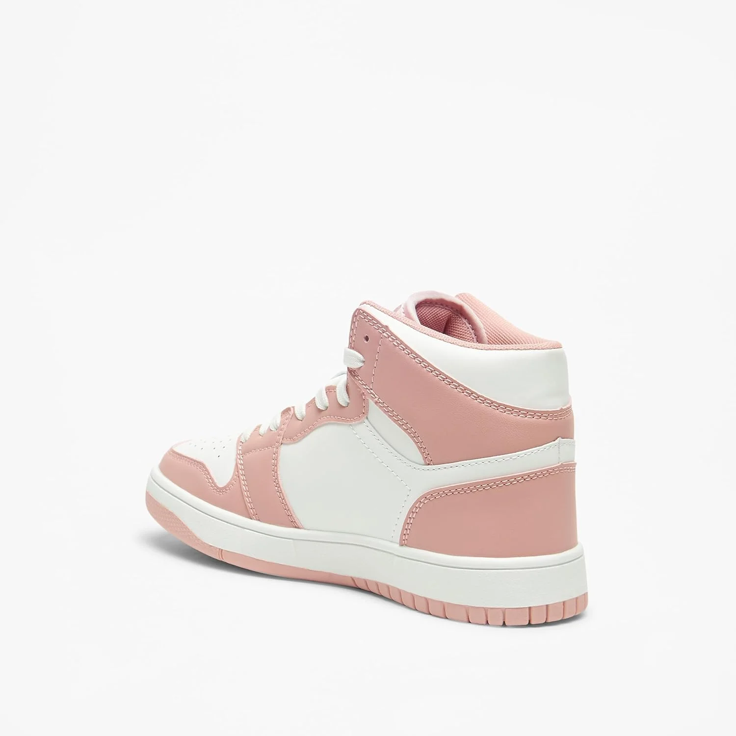 کفش کتانی ساق بلند زنانه با رنگ های ترکیبی و بند دار، سایز 40EU-6.5UK صورتی