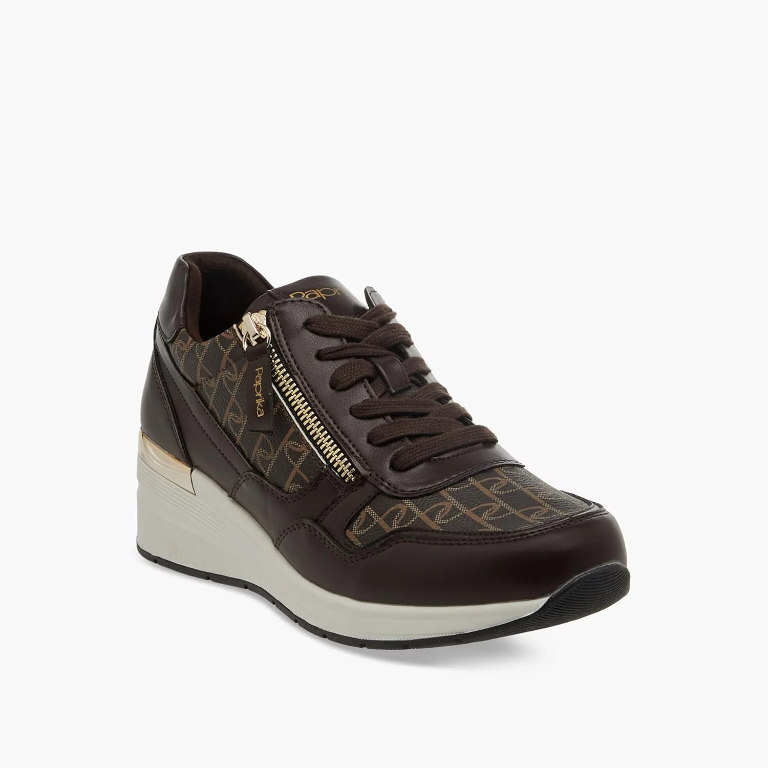 کفش کتانی زنانه پاپریکا با طرح مونوگرام و بند قهوه ای مدل 167618572_$P، سایز 39 اروپا