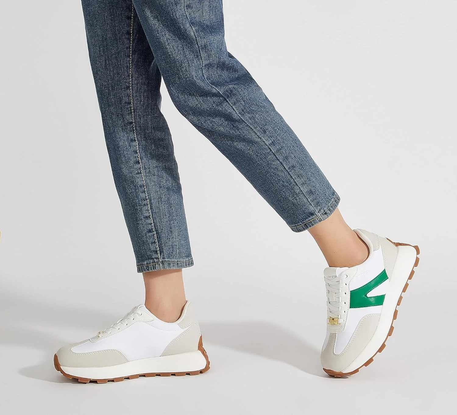 کفش کتانی پلتفرم زنانه لاکی استپ، کفش‌های ورزشی کلاسیک یکپارچهسازی با سیستمعامل، کفش‌های بنددار غیررسمی شیک برای دویدن و پیاده‌روی