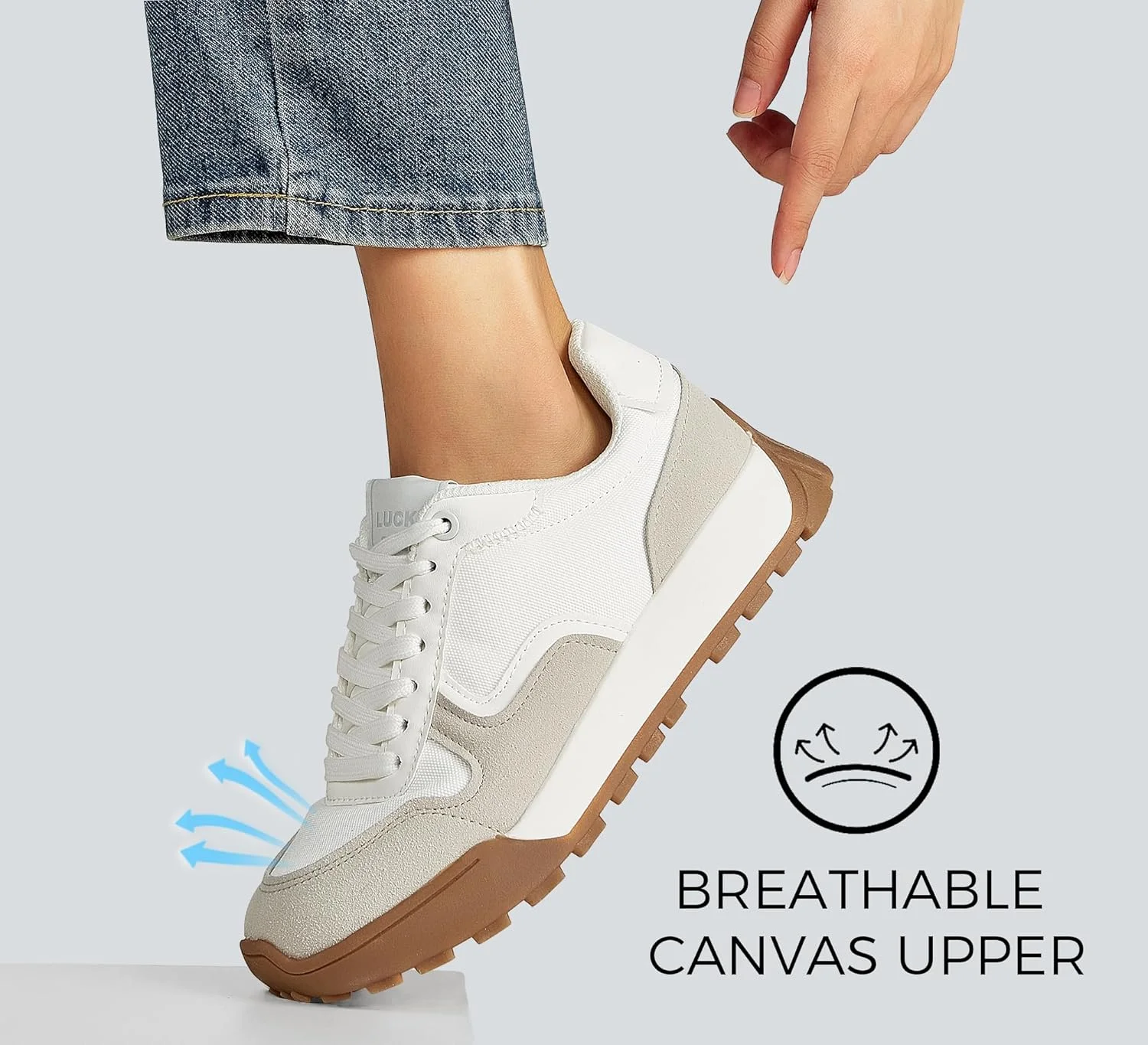 کفش کتانی پلتفرم زنانه LUCKY STEP، بند دار، شیک، مناسب دویدن، سبک کلاسیک، مناسب پیاده روی و استفاده روزمره