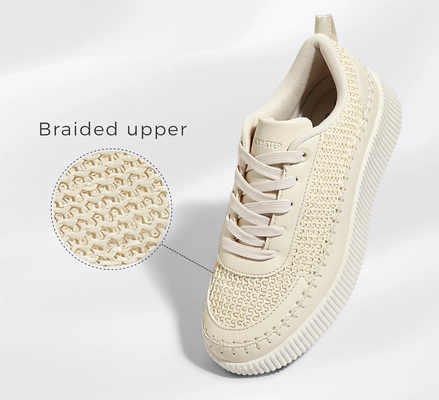 کفش ورزشی پلتفرم زنانه LUCKY STEP، فشن، ضخیم، غیررسمی، درخشان، بافت قدیمی، مناسب پیاده روی