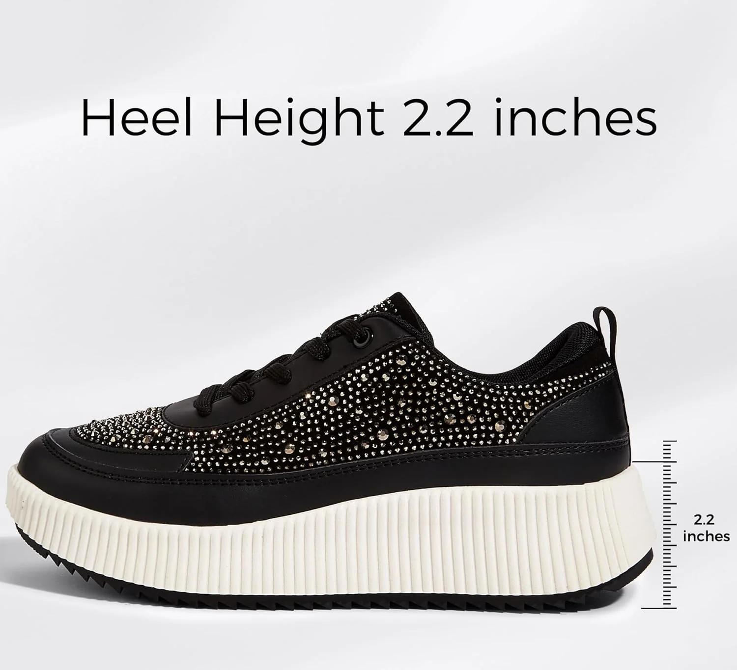 کفش ورزشی پلتفرم زنانه LUCKY STEP، فشن، ضخیم، غیررسمی، درخشان، بافت قدیمی، مناسب پیاده روی (مشکی، سایز 38 اروپا)