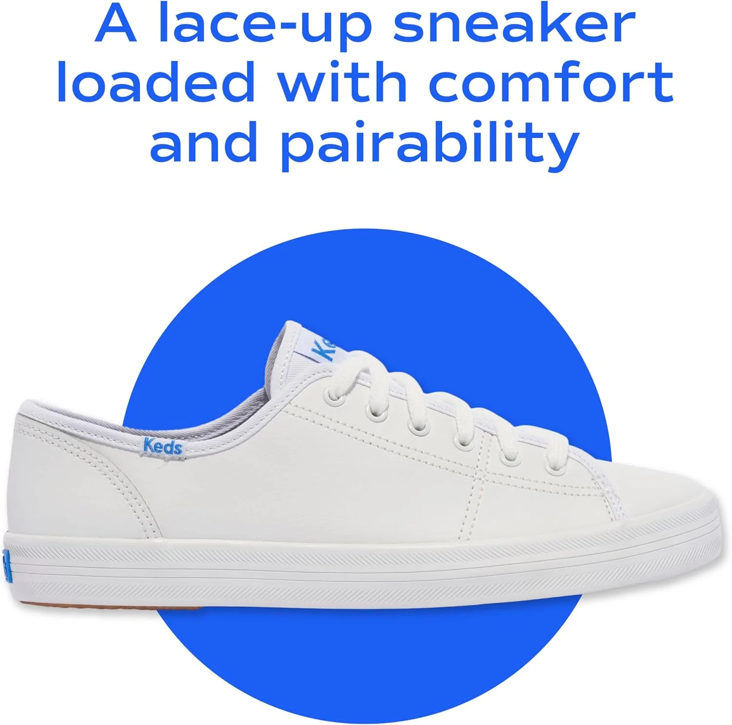 کفش ورزشی چرمی زنانه Keds مدل Kickstart، سفید، سایز 42 اروپا کفش ورزشی چرمی زنانه Keds مدل Kickstart، سفید، سایز 42 اروپا