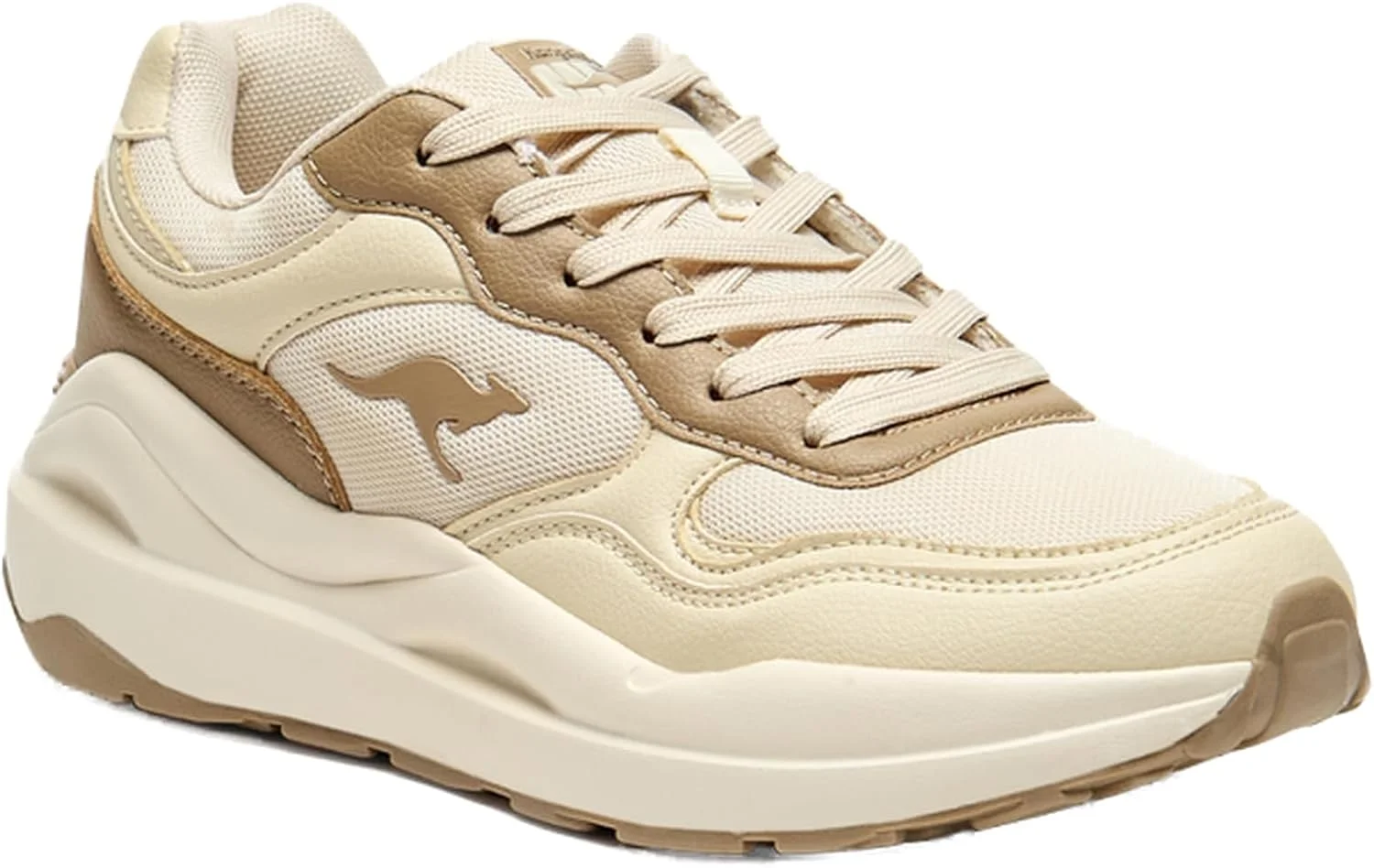 کفش ورزشی زنانه کانگوروز مدل بنددار با پنل، سایز ۴۰ اروپا - ۶.۵ انگلستان، بژ