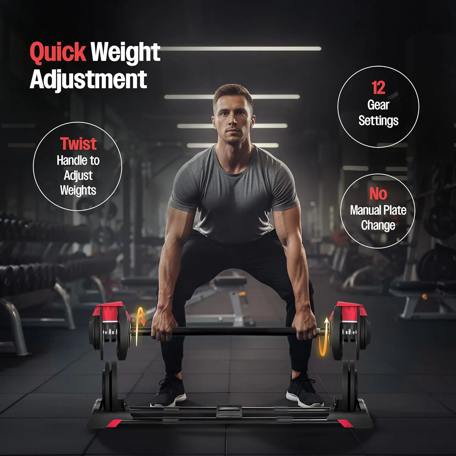 ست دمبل قابل تنظیم 3 در 1 Sparnod Fitness SAD-25، تغییر سریع وزن 3 تا 24 کیلوگرم، دمبل، هالتر، کتل بل، ساختار فولادی ABS 12 دنده، شماره گیری دیجیتال، دستگیره ارگونومیک، کیت تمرین باشگاه خانگی