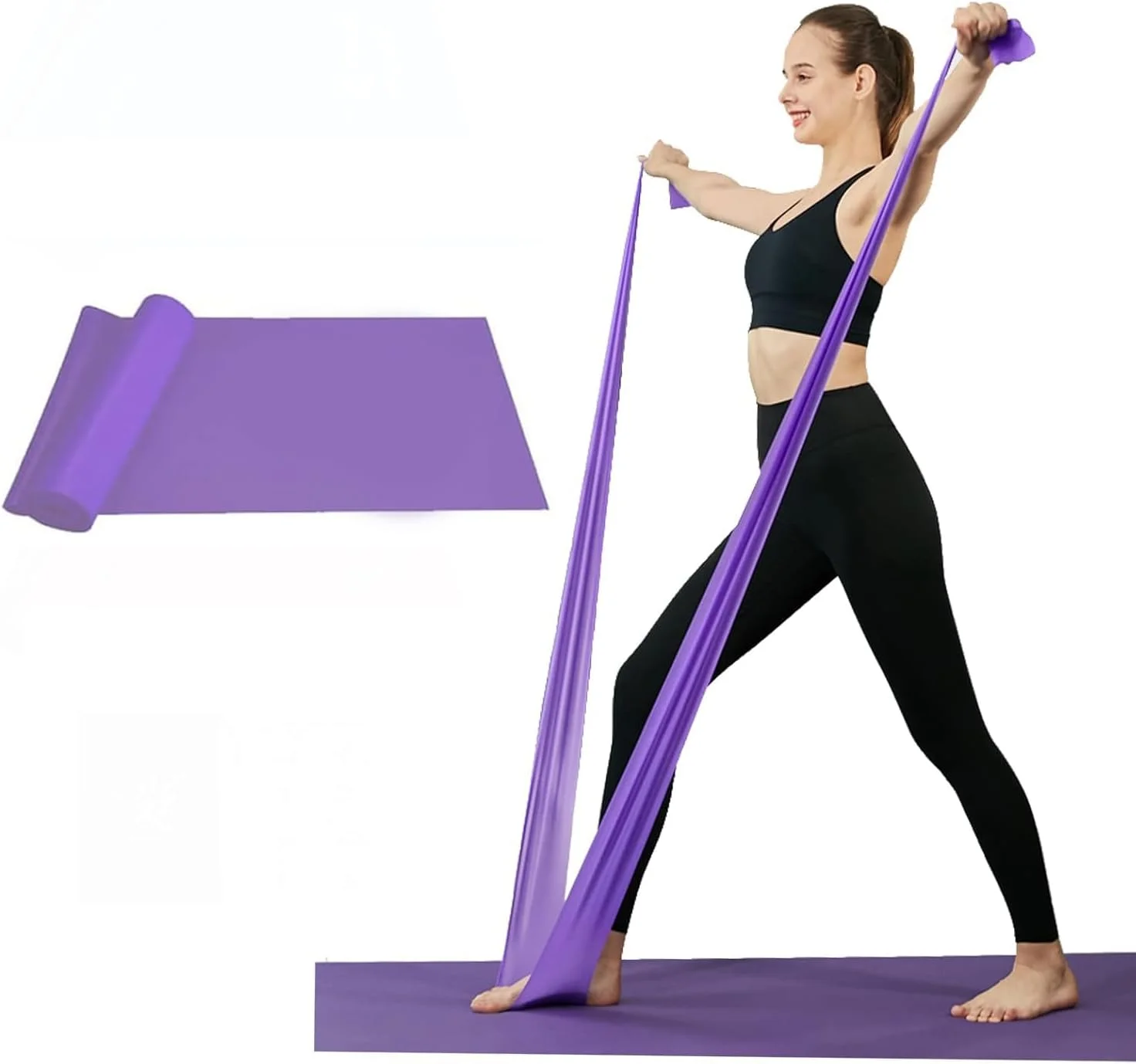 بندهای مقاومتی، 1.5 متر طول، بندهای ورزشی حرفه ای از جنس لاتکس طبیعی، برای پاها، باسن و عضلات سرینی، ایده آل برای تمرینات قدرتی، یوگا، پیلاتس، کشش برای باشگاه خانگی