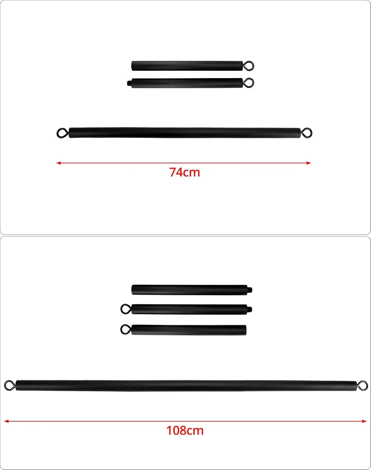 میله مقاومتی QWORK®، میله پیلاتس، میله تمرینات ورزشی خانگی برای تمرینات قدرتی و کاردیو - 108 سانتی متر - حداکثر تحمل وزن 360 کیلوگرم (میله قابل جدا شدن قابل حمل x3)