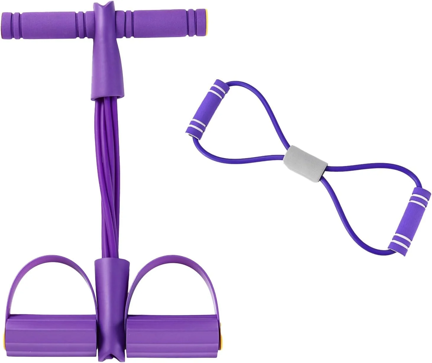 کش تمرین پدالی 6 لوله، کش تمرین پدالی با طناب کششی، کش های مقاومتی بنفش، کش های ورزشی لاتکس طبیعی برای شکم، بازو، یوگا، تمرینات لاغری و کششی