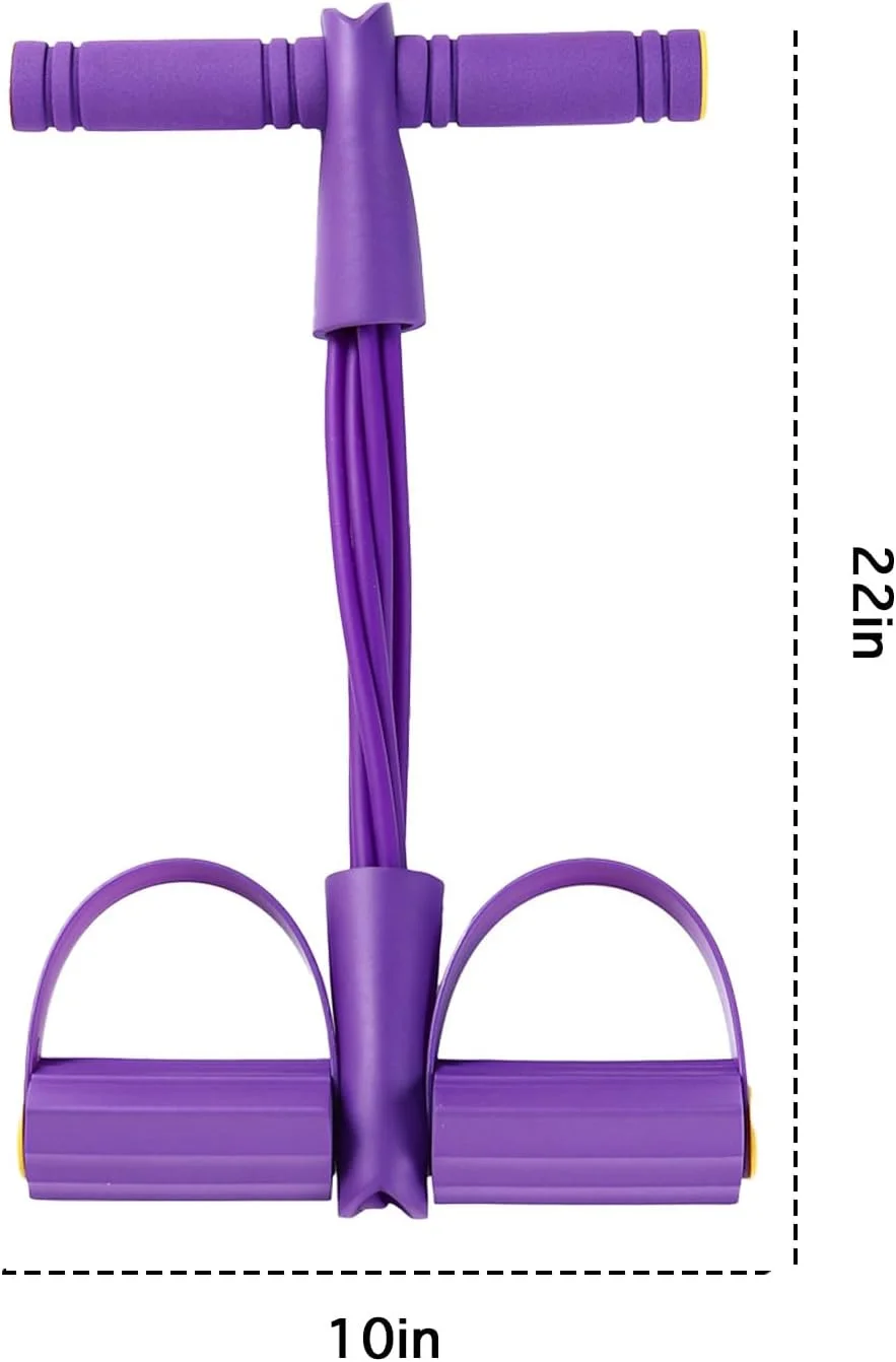 کش تمرین پدالی 6 لوله، کش تمرین پدالی با طناب کششی، کش های مقاومتی بنفش، کش های ورزشی لاتکس طبیعی برای شکم، بازو، یوگا، تمرینات لاغری و کششی