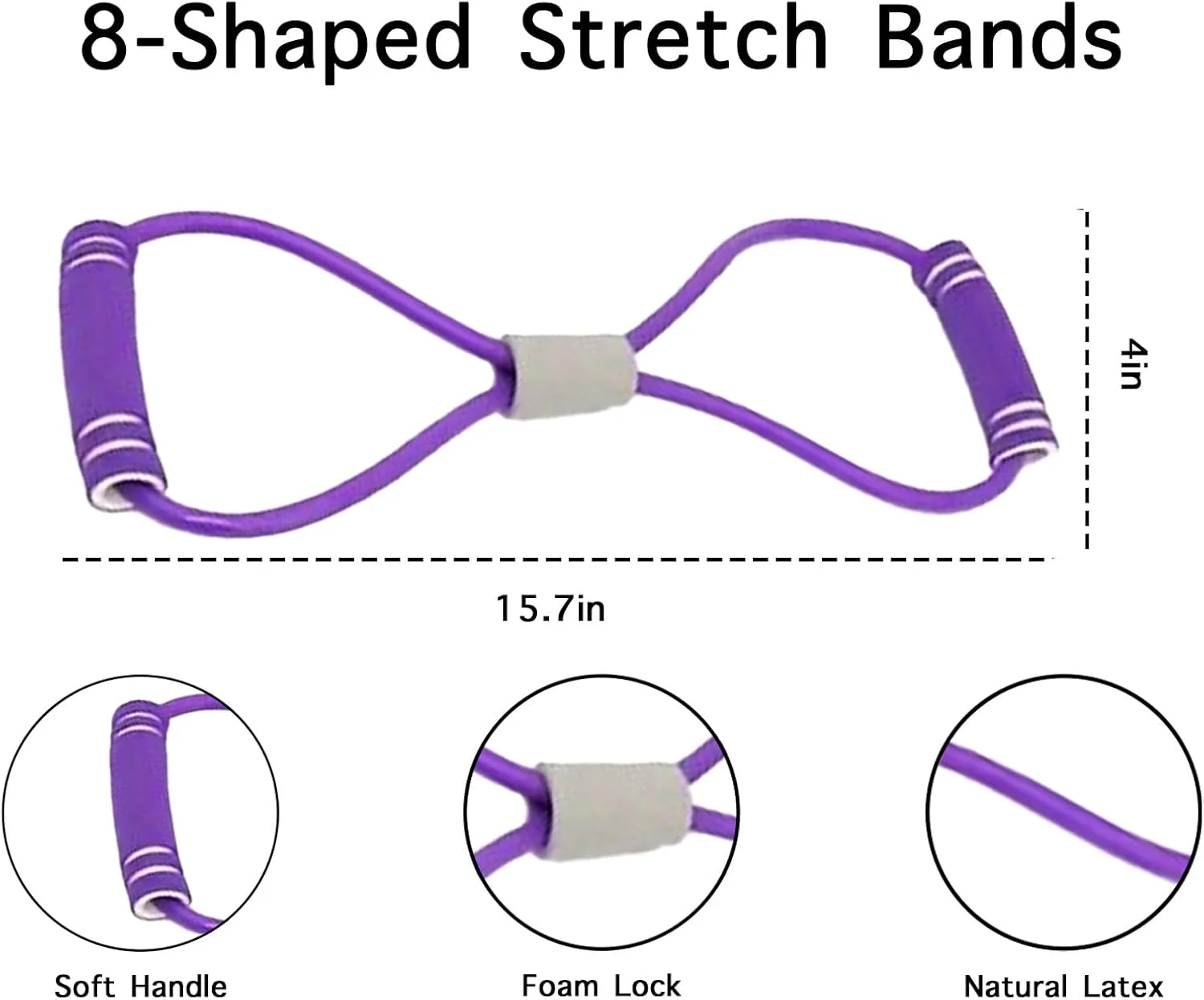 کش تمرین پدالی 6 لوله، کش تمرین پدالی با طناب کششی، کش های مقاومتی بنفش، کش های ورزشی لاتکس طبیعی برای شکم، بازو، یوگا، تمرینات لاغری و کششی