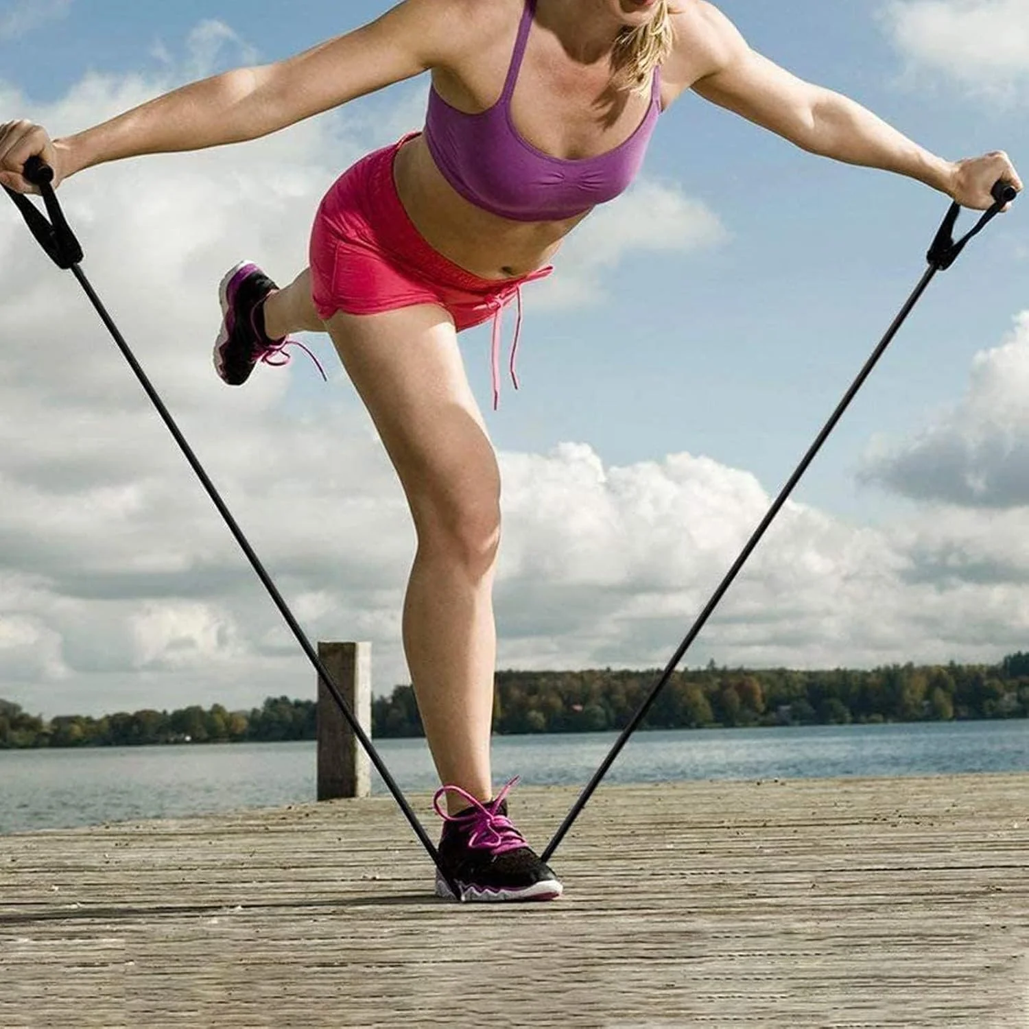 ست ۳ عددی کش های مقاومتی با دسته، کش های ورزشی با دسته، برای تمرینات مقاومتی، تمرینات خانگی، تناسب اندام، پیلاتس