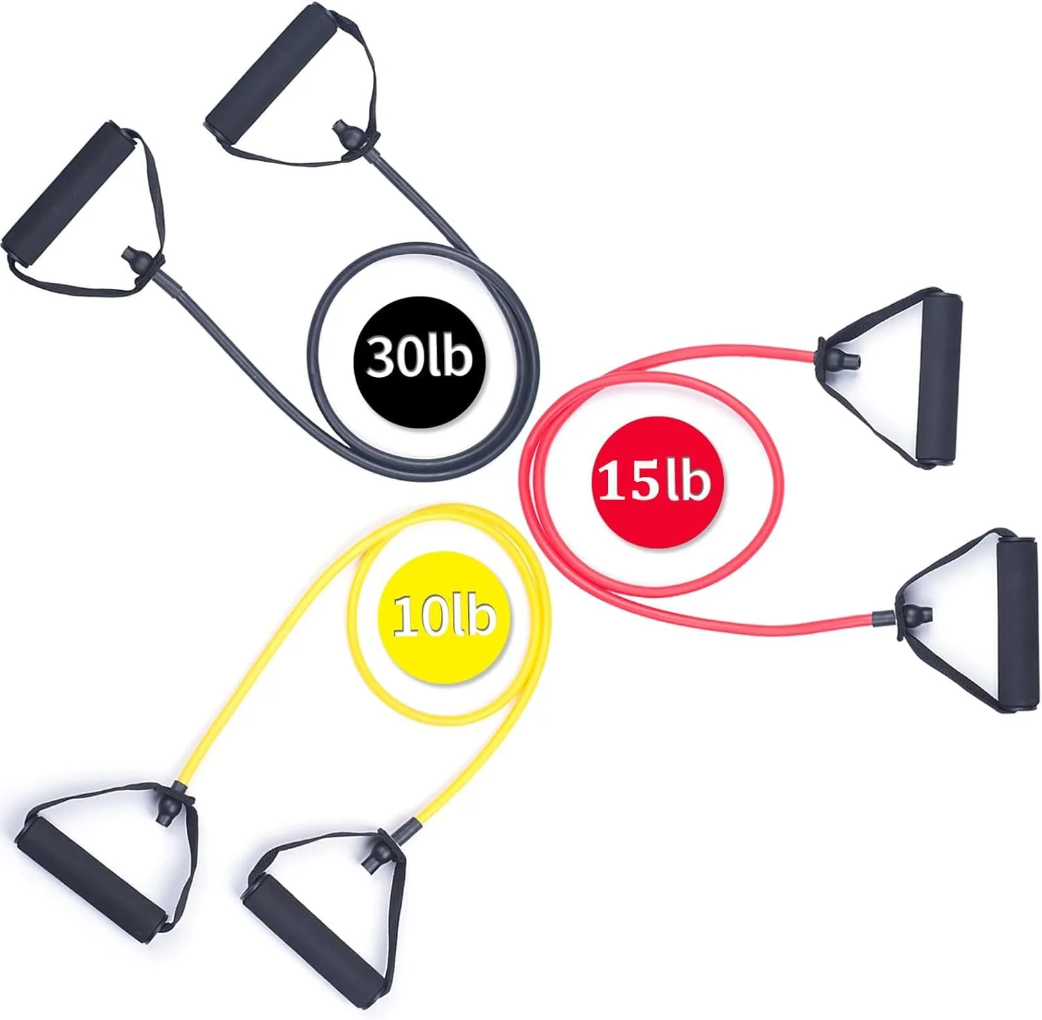 ست ۳ عددی کش های مقاومتی با دسته، کش های ورزشی با دسته، برای تمرینات مقاومتی، تمرینات خانگی، تناسب اندام، پیلاتس