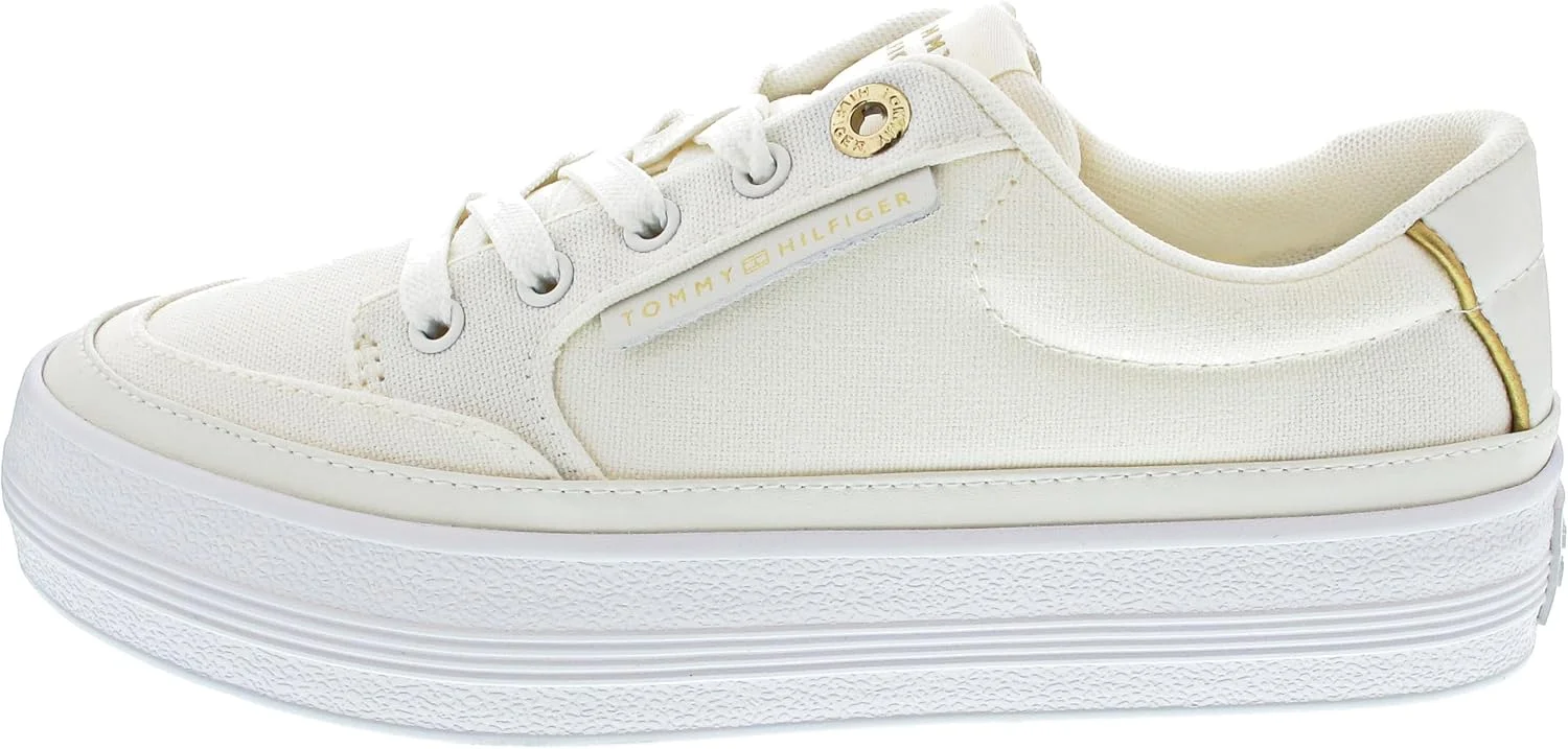 کفش ورزشی زنانه تامی هیلفیگر مدل Essential Textile Wedge Vulcanised، عاجی (ral 1013)، سایز 39 اروپا