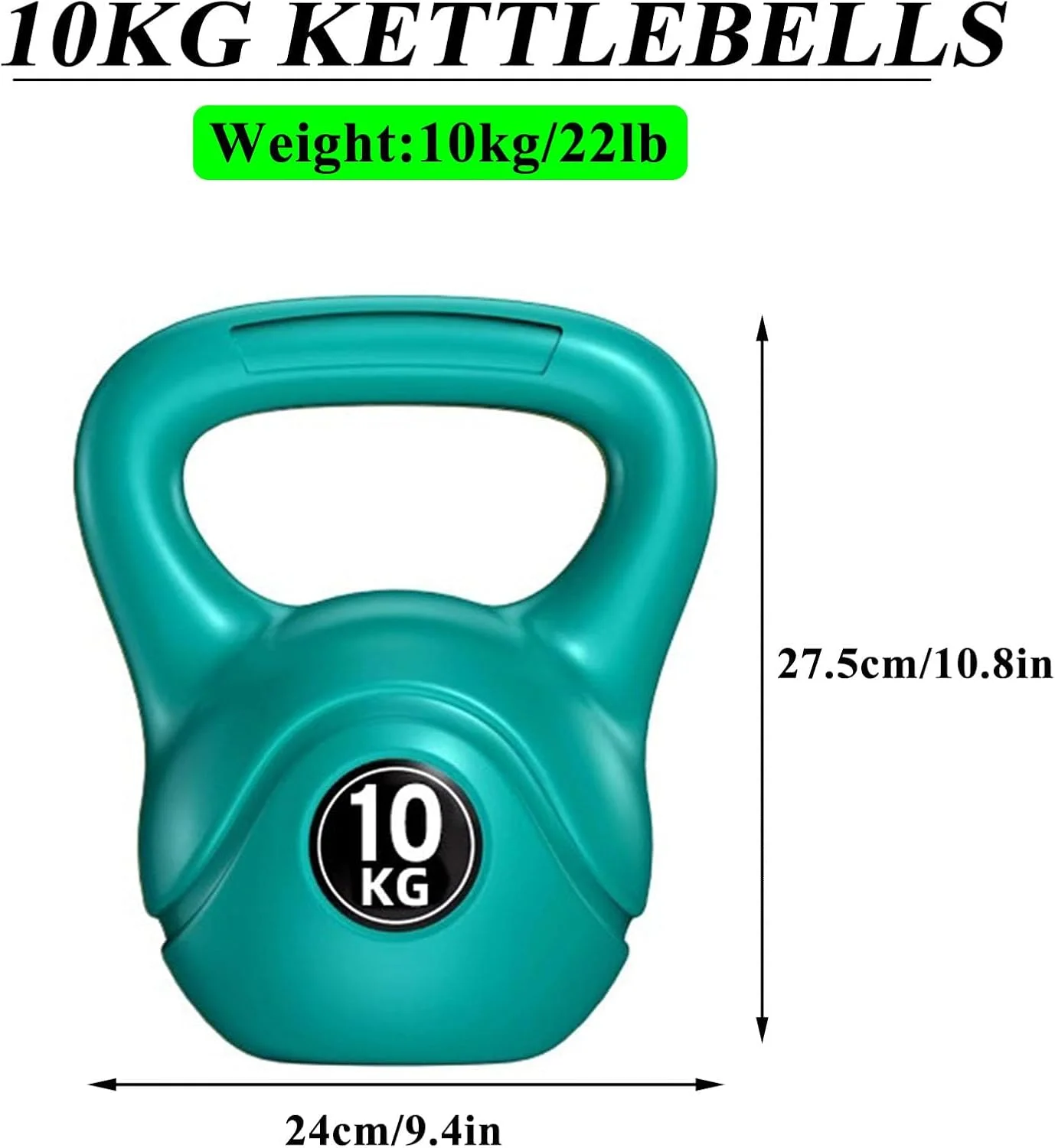 دمبل کتل بل وزنه تمرینات قدرتی برای ورزش و تناسب اندام در خانه (10 کیلوگرم - سبز)