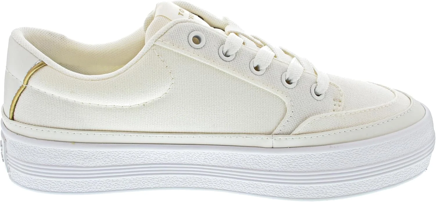 کفش ورزشی زنانه تامی هیلفیگر مدل Essential Textile Wedge Vulcanised، عاجی (ral 1013)، سایز 39 اروپا