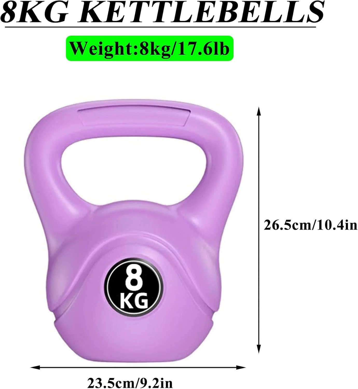دمبل کتل بل برای تمرینات قدرتی، مناسب برای بانوان و آقایان، کتل بل ورزشی برای باشگاه خانگی (8 کیلوگرم - بنفش)