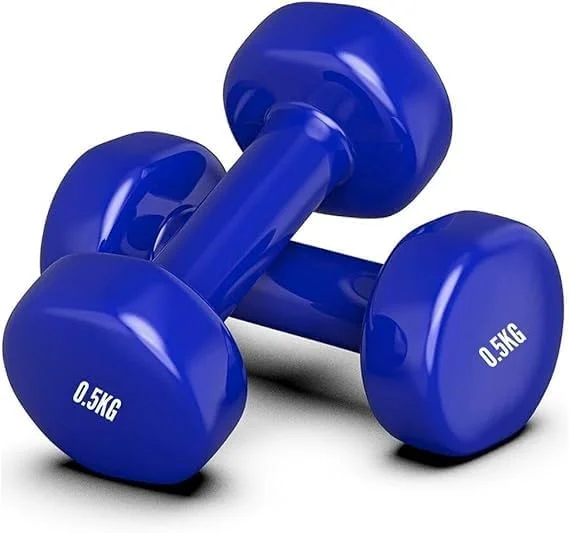 ست دمبل ۰.۵ کیلوگرمی روکش وینیل پروکسیما هلث اند فیتنس - دمبل های بادوام با روکش PVC، دسته ضد لغزش، طراحی سر کلاسیک جمع و جور، دمبل های کوچک شیک برای تمرینات خانگی، تجهیزات تمرین قدرتی