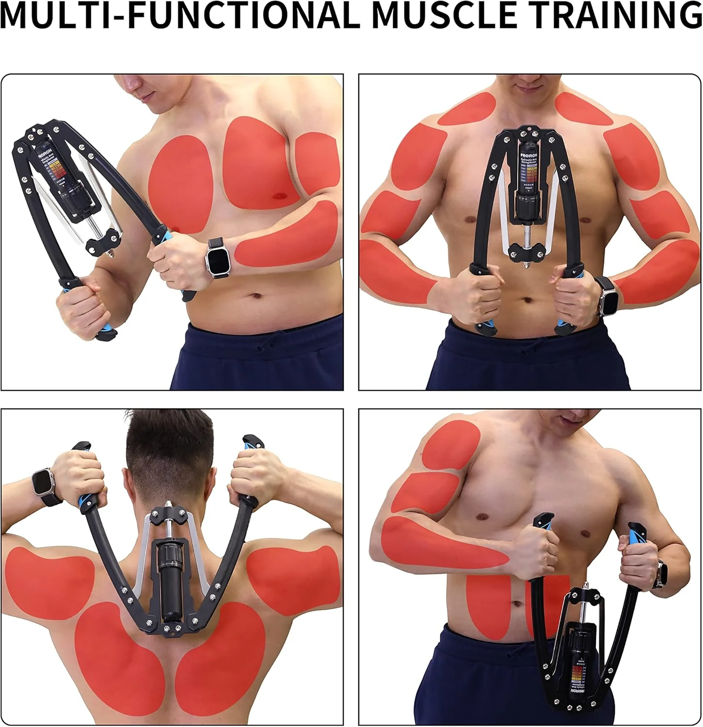 تقویت کننده بازو PROIRON - دستگاه تقویت عضلات سینه و شانه با قدرت هیدرولیک قابل تنظیم 10-200 کیلوگرم، تجهیزات ورزشی خانگی، تقویت کننده عضلات بازو