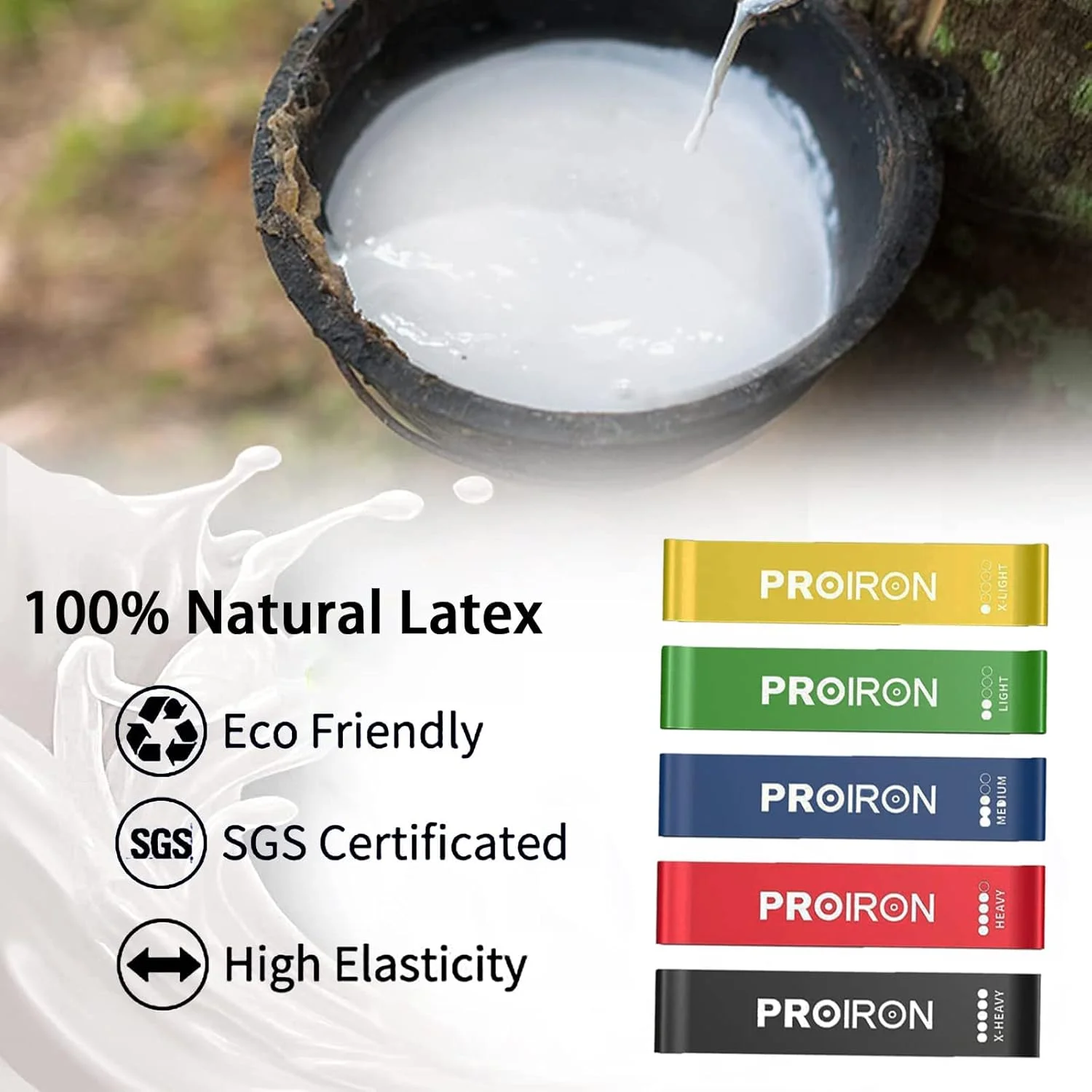 کش های مقاومتی PROIRON، مجموعه 5 عددی کش های ورزشی از جنس لاتکس لاستیکی با 5 سطح مقاومت مختلف به همراه کیف حمل