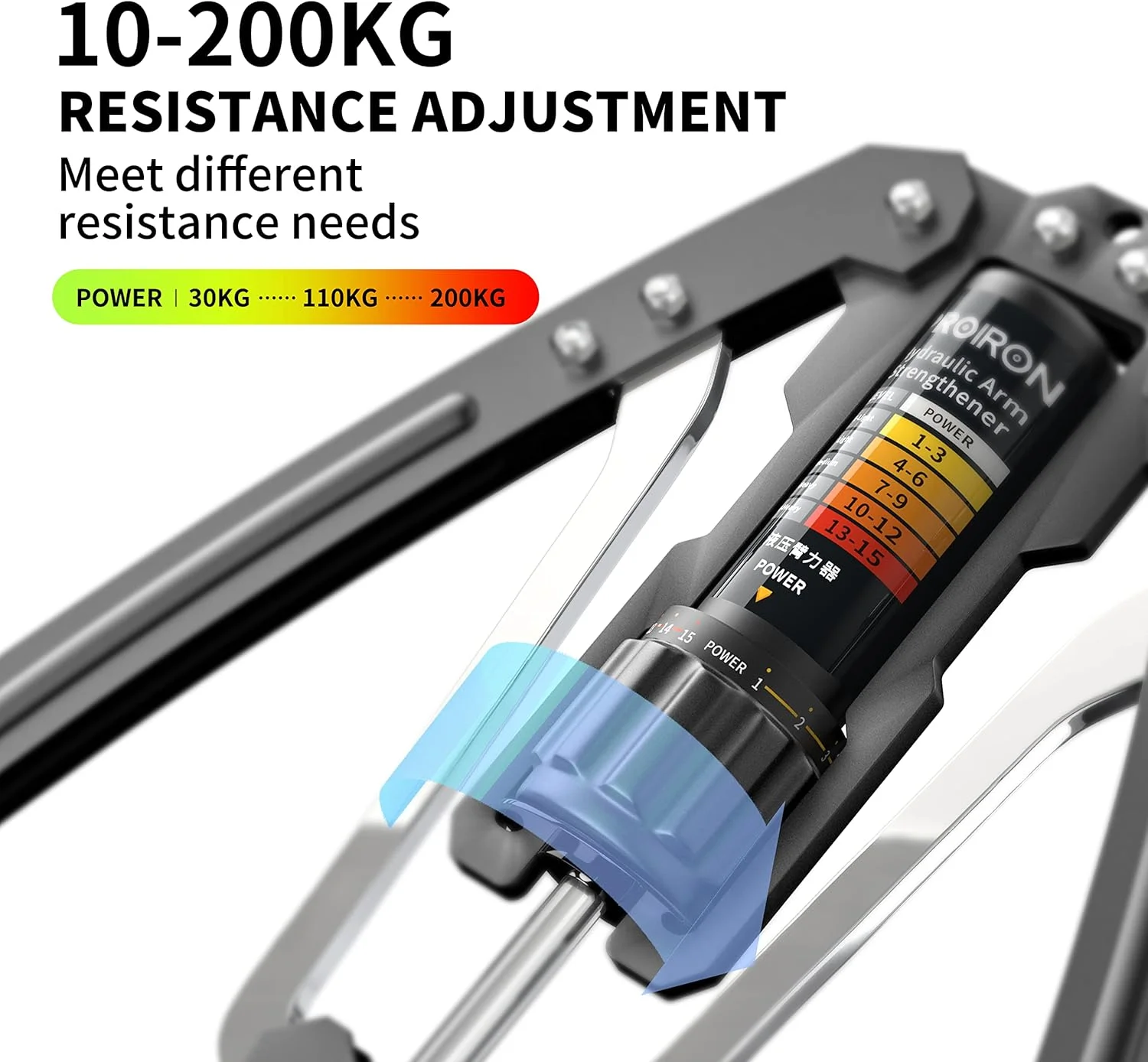 تقویت کننده بازو PROIRON - دستگاه تقویت عضلات سینه و شانه با قدرت هیدرولیک قابل تنظیم 10-200 کیلوگرم، تجهیزات ورزشی خانگی، تقویت کننده عضلات بازو