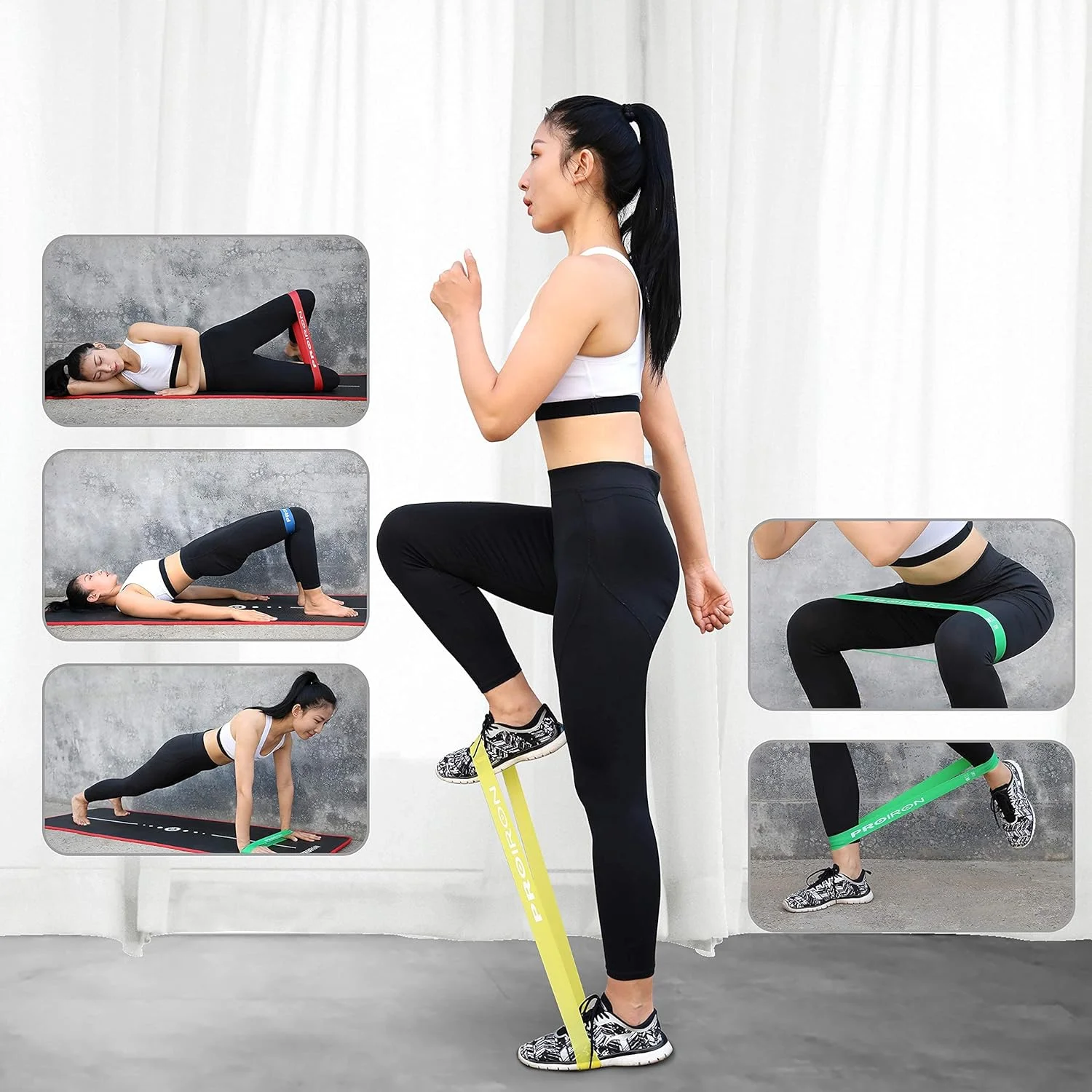 کش های مقاومتی PROIRON، مجموعه 5 عددی کش های ورزشی از جنس لاتکس لاستیکی با 5 سطح مقاومت مختلف به همراه کیف حمل