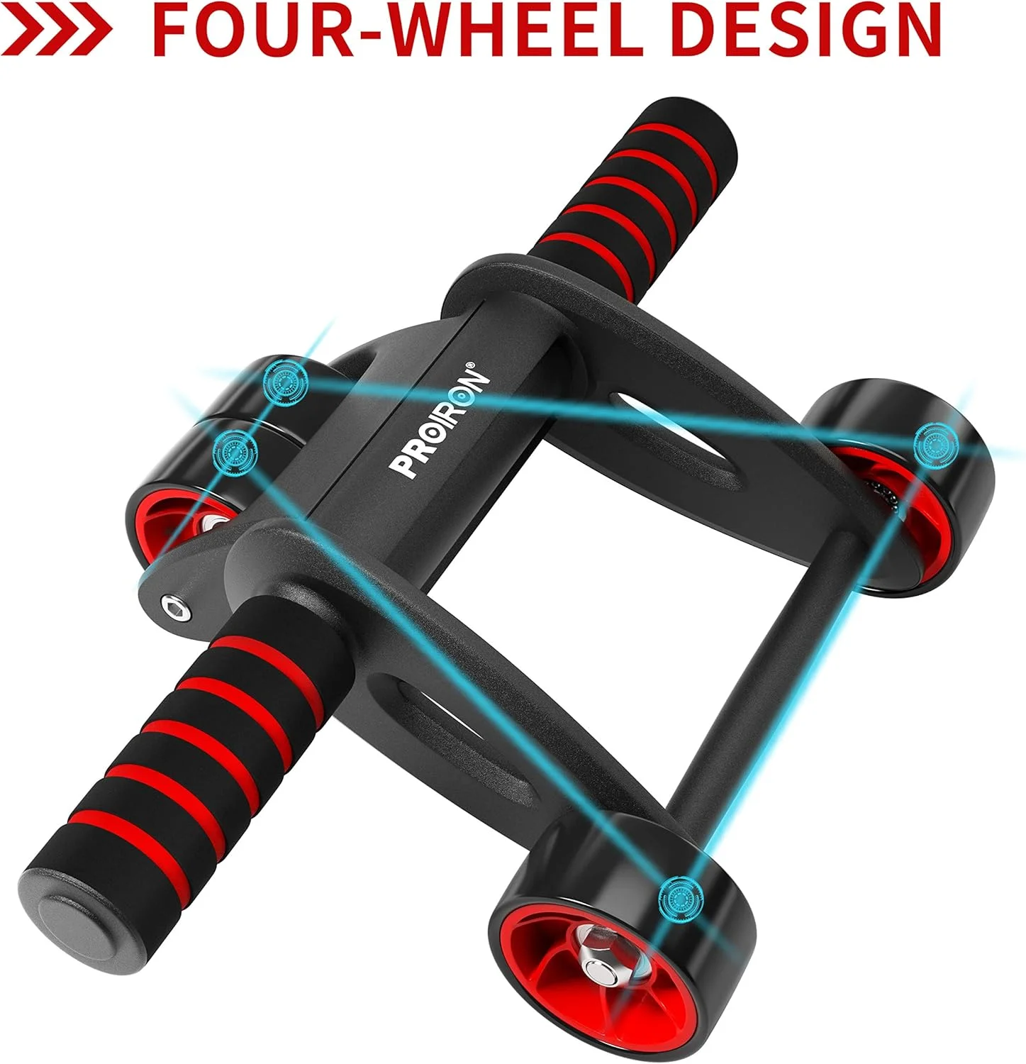 غلتک شکم PROIRON، چرخ شکم با 4 چرخ تاشو، تجهیزات ورزشی غلتکی شکم، غلتک شکمی ارگونومیک نوآورانه و بدون صدا با دستگیره های ضد لغزش برای تمرینات شکم و هسته بدن