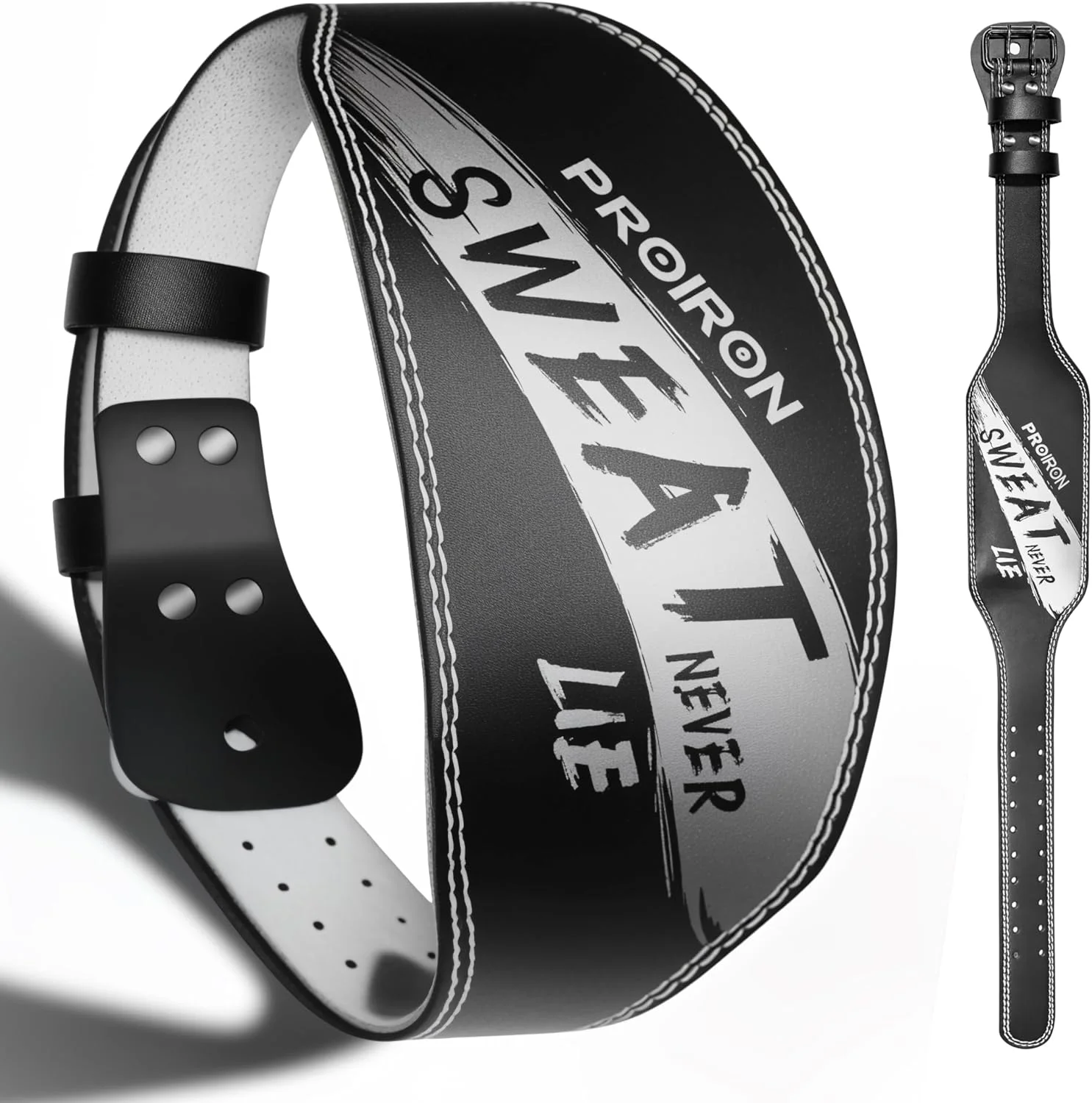 کمربند وزنه برداری PROIRON (ضخامت 7 میلی متر)، کمربند وزنه برداری چرمی گاوی، پشتیبانی کمری بالشتکی 15 سانتی متری - عالی برای اسکات، لانگز، ددلیفت، تراسترها، پاورلیفتینگ - مردان و زنان