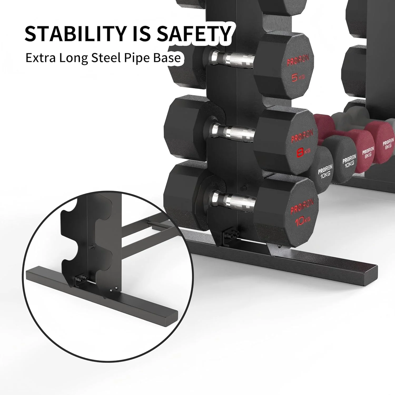 پایه دمبل سنگین PROIRON، قفسه وزنه برای دمبل و کتل بل، مناسب برای نگهداری در باشگاه خانگی، استند چند لایه وزنه (فقط قفسه)