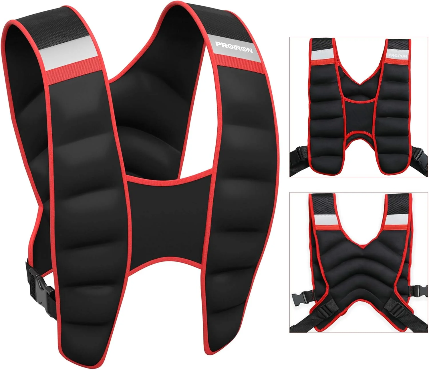 جلیقه وزنه دار پروایرون 5 کیلوگرم 8 کیلوگرم 10 کیلوگرم، جلیقه وزنه برای مردان و زنان با پارچه راحت و تنفسی، سگک قابل تنظیم، نوار بازتابنده، شن آهن ضد نشت برای تمرینات ورزشی و تقویت قدرت