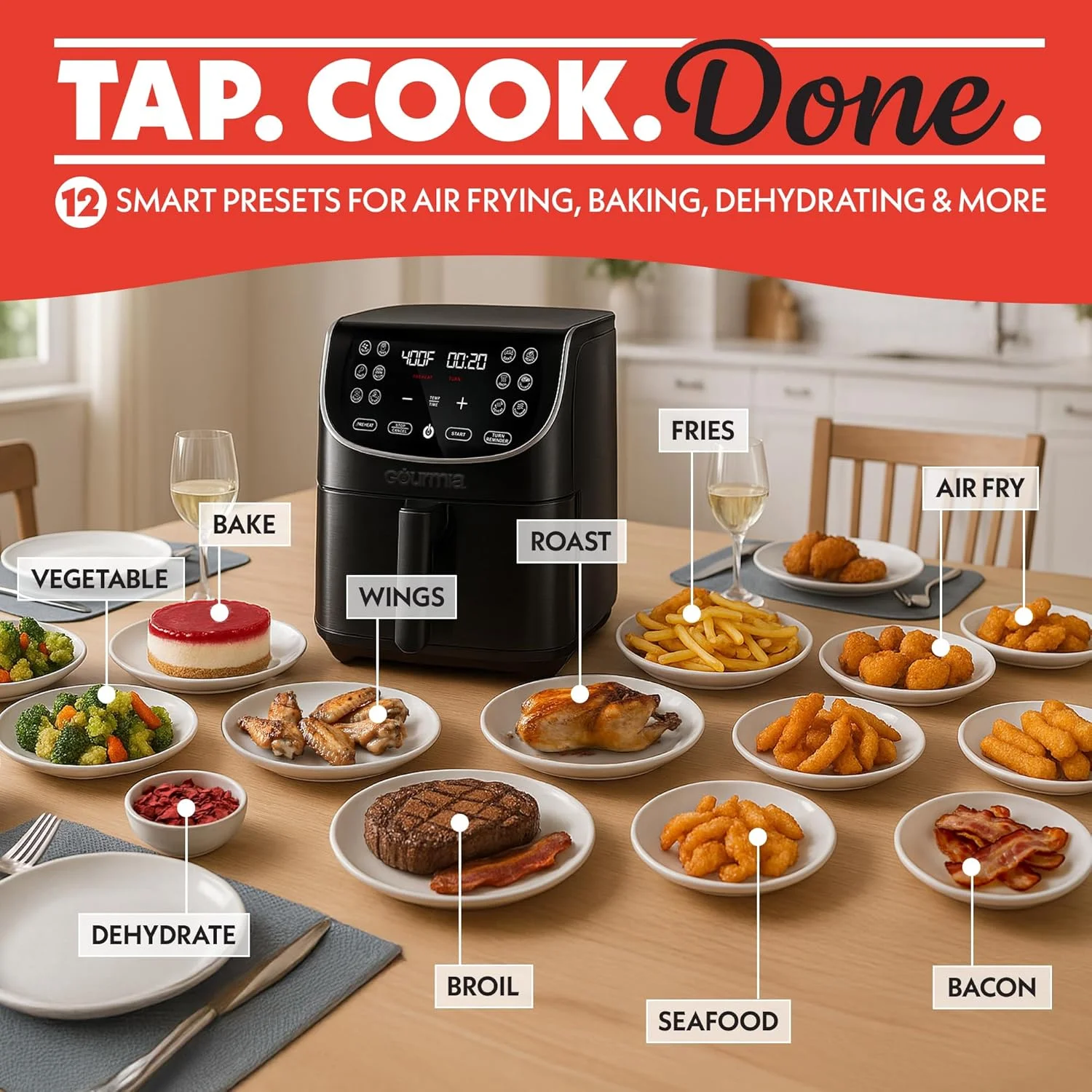 سرخ کن هوا پز گورمیا - ظرفیت بزرگ 7 کوارت، FryForce 360º، نمایشگر دیجیتال با 12 برنامه از پیش تعیین شده، قابلیت برشته کردن، پخت، گریل کردن، خشک کردن، لوازم جانبی قابل شستشو در ماشین ظرفشویی، مشکی سرخ کن هوا پز گورمیا - ظرفیت بزرگ 7 کوارت، FryForce 360º، نمایشگر دیجیتال با 12 برنامه از پیش تعیین شده، قابلیت برشته کردن، پخت، گریل کردن، خشک کردن، لوازم جانبی قابل شستشو در ماشین ظرفشویی، مشکی