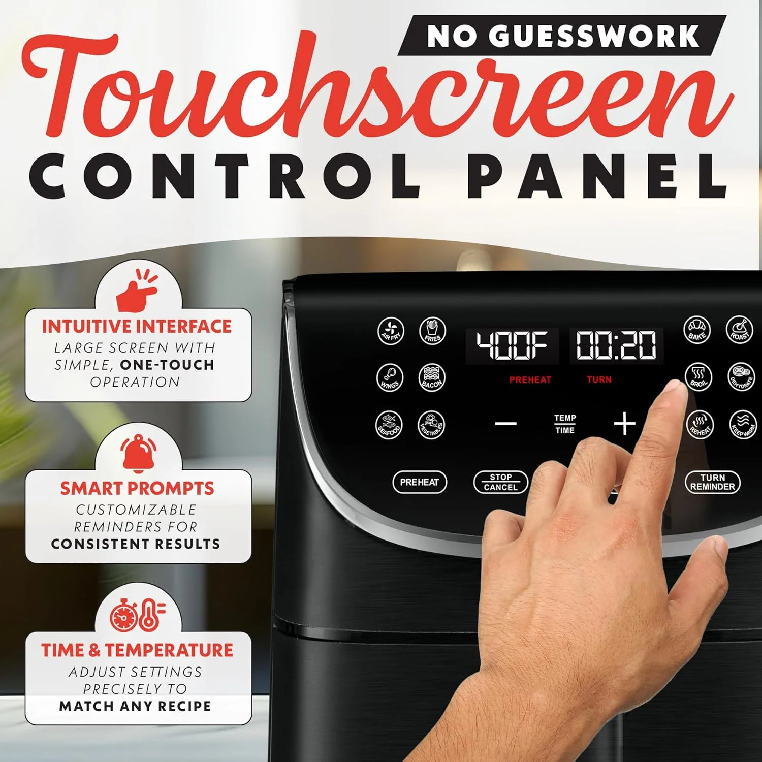 سرخ کن هوا پز گورمیا - ظرفیت بزرگ 7 کوارت، FryForce 360º، نمایشگر دیجیتال با 12 برنامه از پیش تعیین شده، قابلیت برشته کردن، پخت، گریل کردن، خشک کردن، لوازم جانبی قابل شستشو در ماشین ظرفشویی، مشکی سرخ کن هوا پز گورمیا - ظرفیت بزرگ 7 کوارت، FryForce 360º، نمایشگر دیجیتال با 12 برنامه از پیش تعیین شده، قابلیت برشته کردن، پخت، گریل کردن، خشک کردن، لوازم جانبی قابل شستشو در ماشین ظرفشویی، مشکی