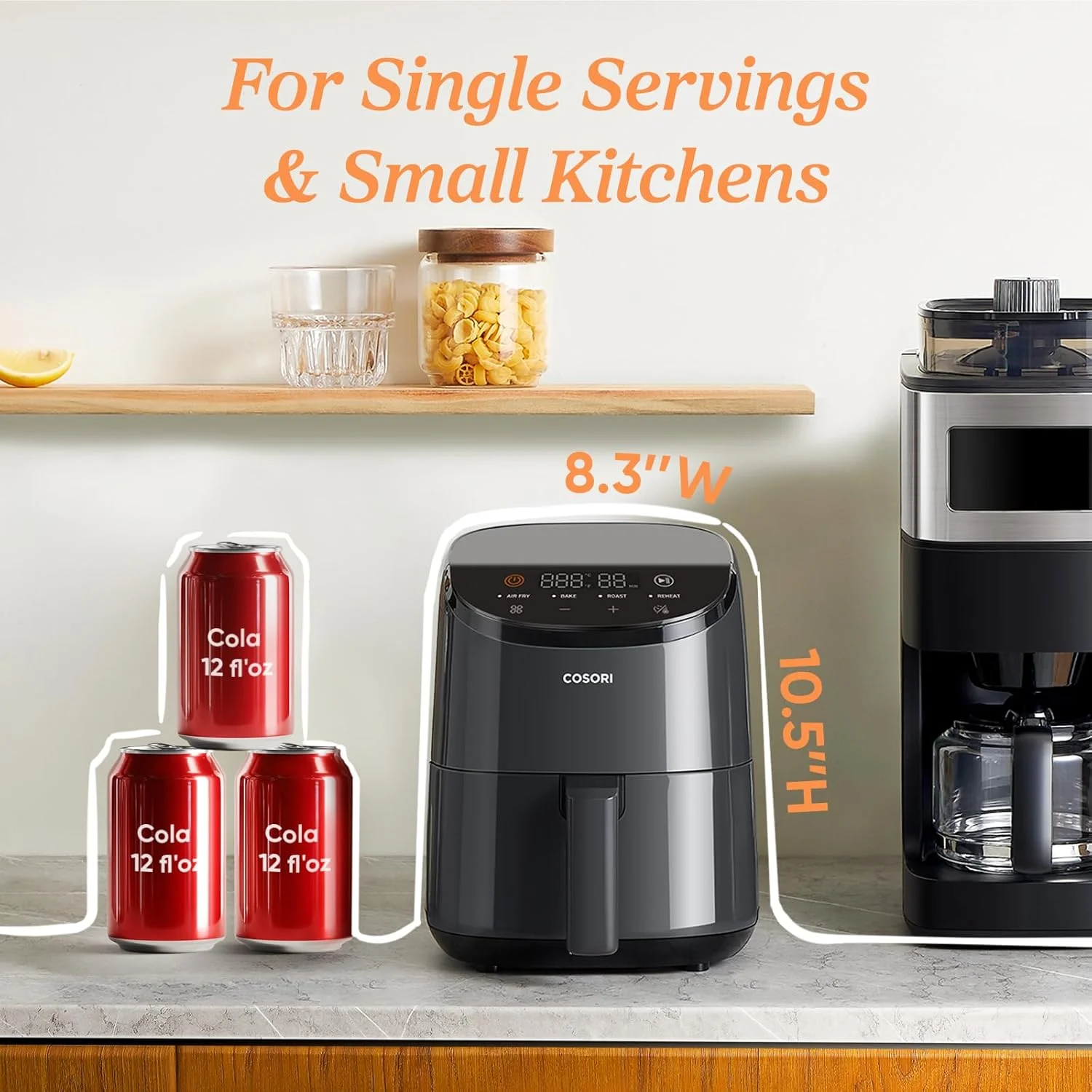 سرخ کن هوا Cosori با ظرفیت 2.1 کوارت، سرخ کن کوچک و مینی 4 در 1 ایده آل برای وعده های غذایی ساده و اسنک، تبدیل آسان غذای باقیمانده به ترد، تا 97% روغن کمتر، 30 دستور غذا در برنامه، سبد نچسب و قابل شستشو در ماشین ظرفشویی سرخ کن هوا Cosori با ظرفیت 2.1 کوارت، سرخ کن کوچک و مینی 4 در 1 ایده آل برای وعده های غذایی ساده و اسنک، تبدیل آسان غذای باقیمانده به ترد، تا 97% روغن کمتر، 30 دستور غذا در برنامه، سبد نچسب و قابل شستشو در ماشین ظرفشویی