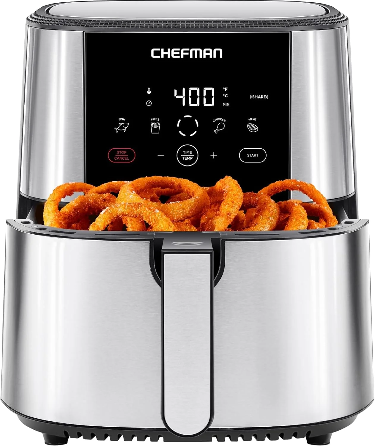 سرخ کن بدون روغن لمسی Chefman TurboFry®، سایز بزرگ XL 8 لیتری مناسب خانواده، تنظیمات دیجیتال از پیش تعیین شده با یک لمس، سیب زمینی سرخ کرده، مرغ، گوشت، ماهی، قطعات نچسب قابل شستشو در ماشین ظرفشویی، خاموش شدن خودکار، استیل ضد زنگ