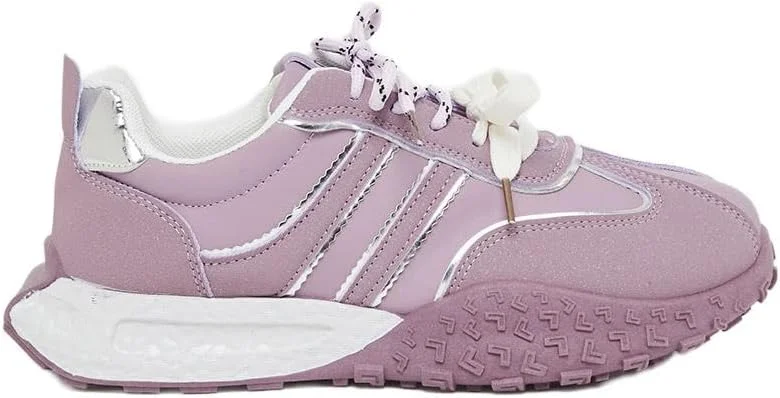 کفش کتانی زنانه استایلی با زیره طرح‌دار و بند دار