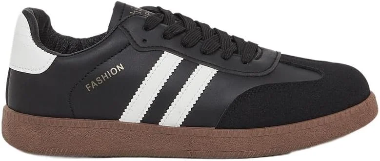 کفش کتانی زنانه استایلی طرح راه راه با بند