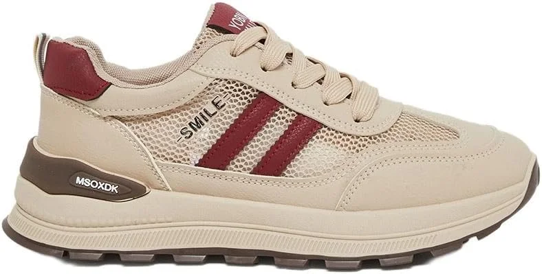 کفش ورزشی زنانه استایلی با طرح راه راه و توری و بند دار