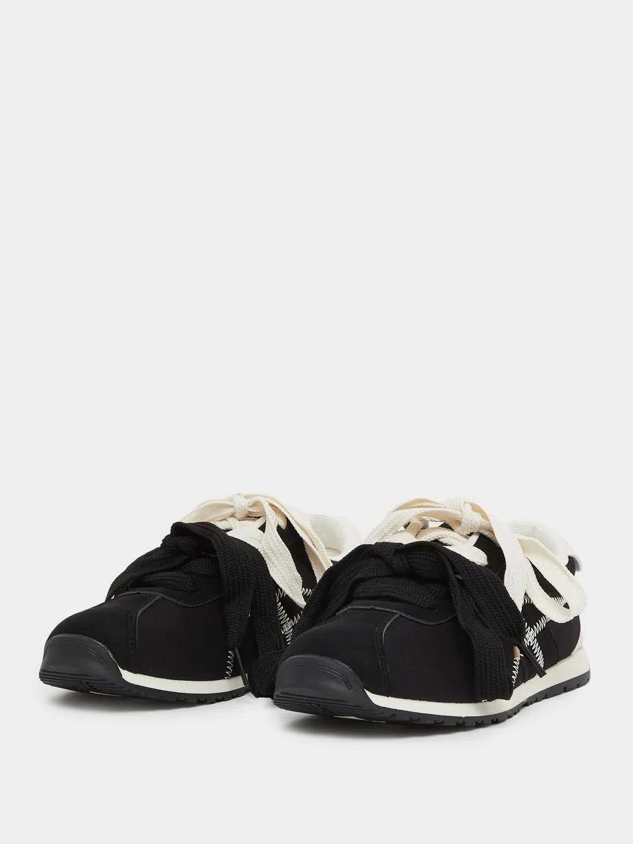 کفش کتانی زنانه استایلی بند دار با جزئیات دوخت