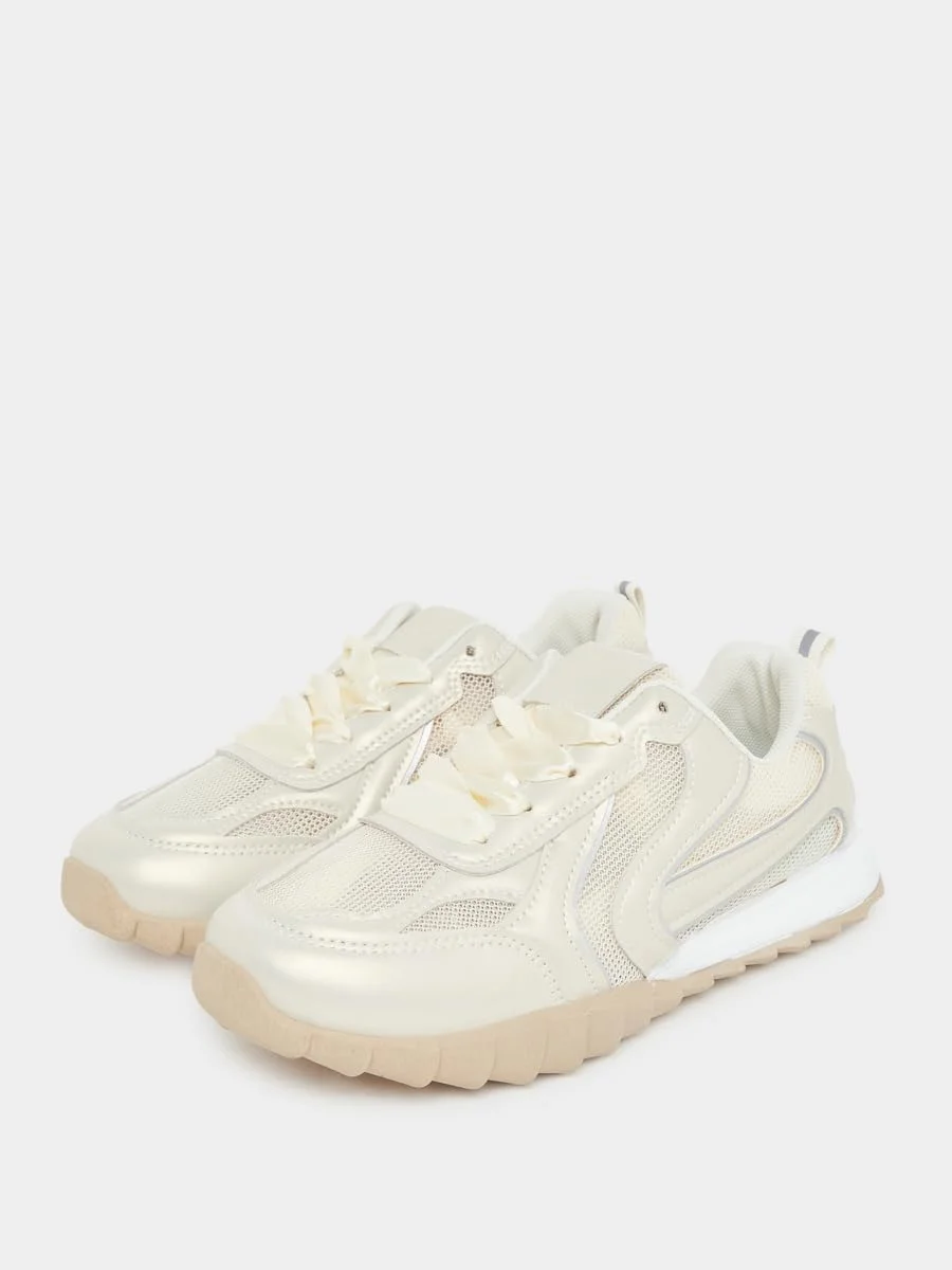 کفش ورزشی بندی زنانه استایلی با طرح چند تکه