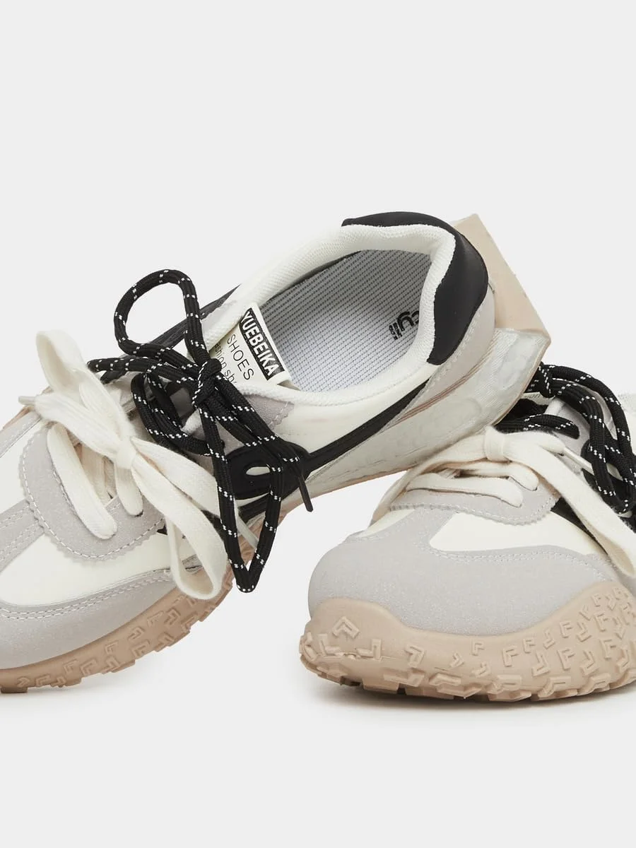 کفش ورزشی زنانه استایلی، بند دار، زیره ضخیم و طرح دار