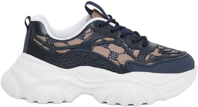 کفش ورزشی زنانه استایلی با گلدوزی و بند دار و زیره ضخیم