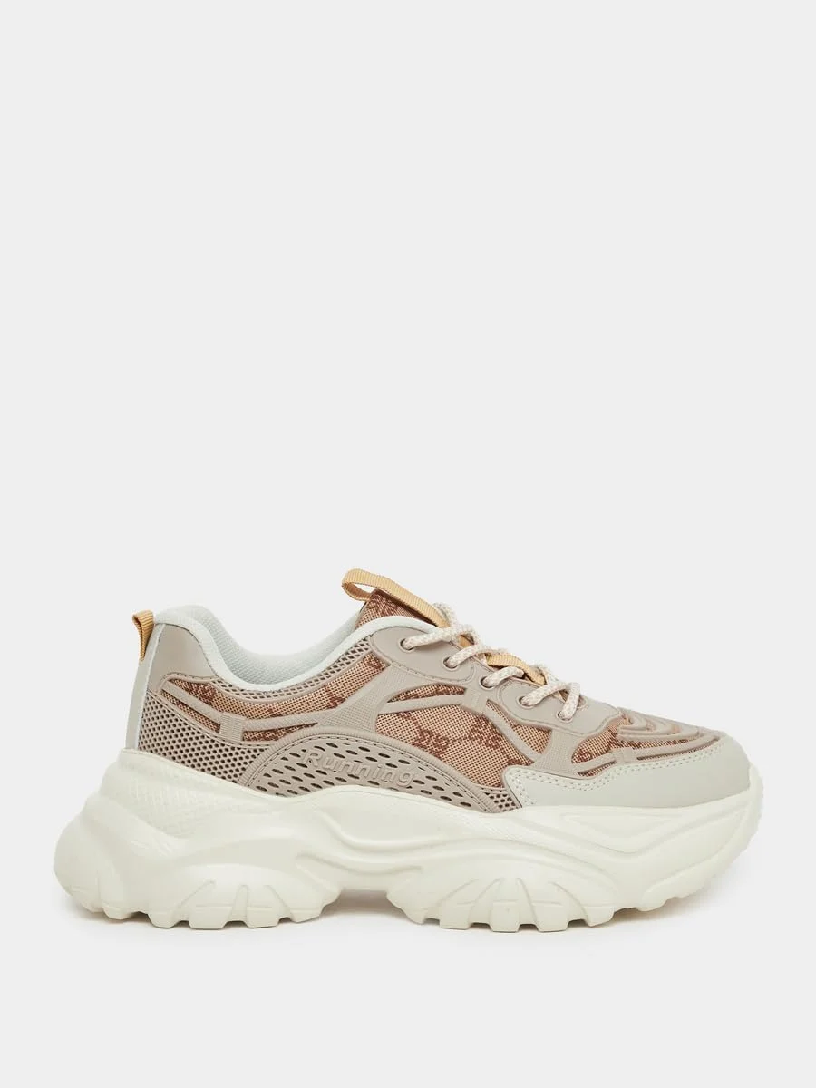 کفش کتانی زنانه استایلی با طرح گلدوزی و زیره ضخیم بند دار