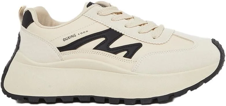 کفش کتانی زنانه استایلی با زیره ضخیم و بند دار