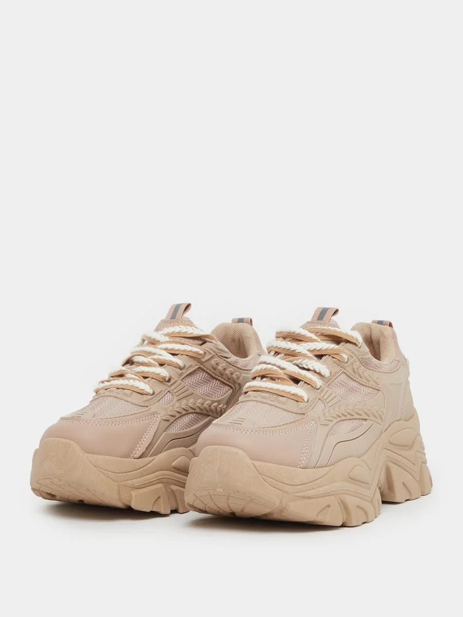 کفش کتانی زنانه استایلی با زیره ضخیم و بند دار