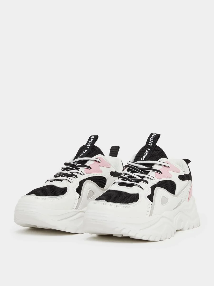 کفش کتانی زنانه استایلی با زیره ضخیم و بند دار