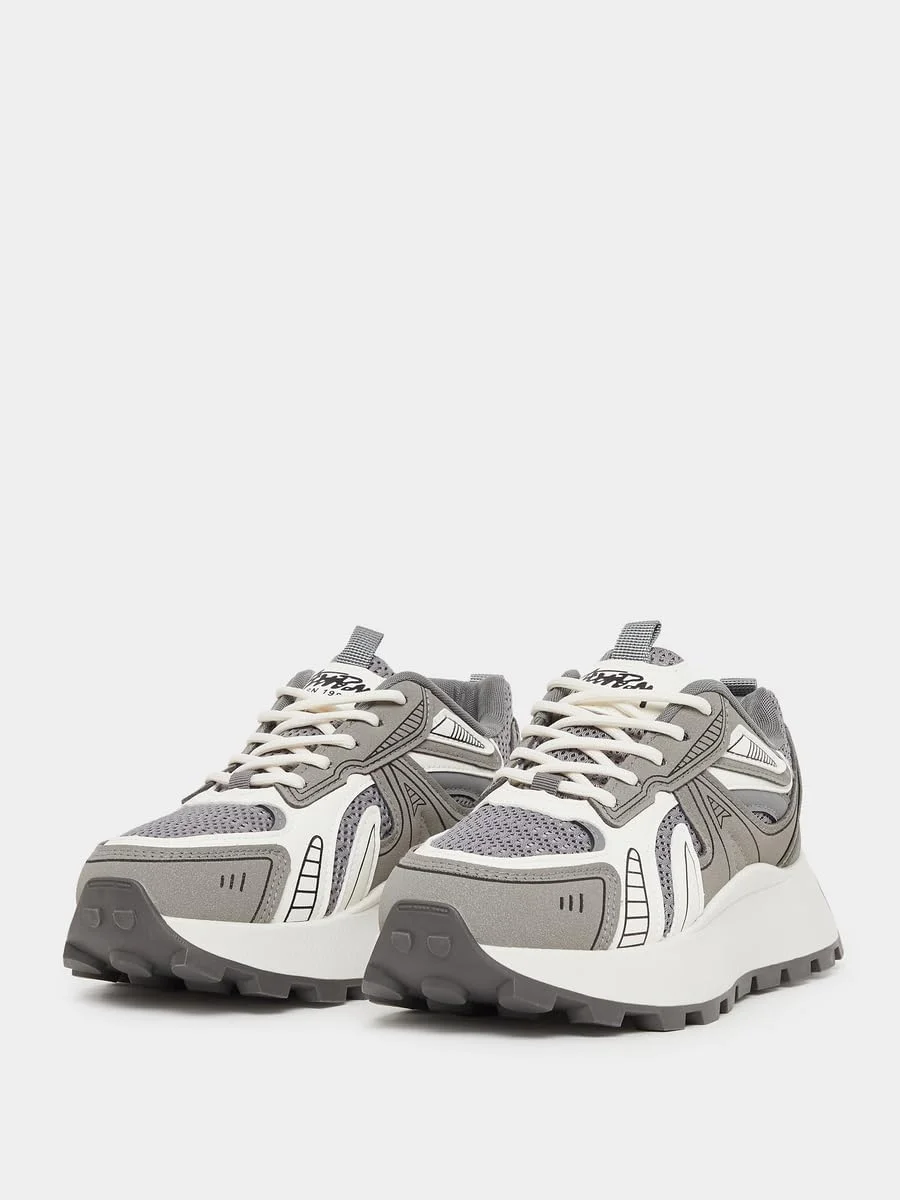 کفش کتانی زنانه استایلی با زیره ضخیم و بند دار