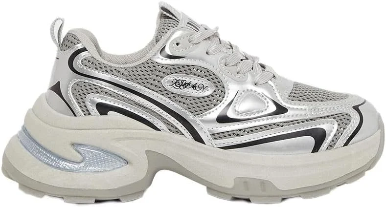 کفش کتانی زنانه استایلی با زیره ضخیم و بند دار