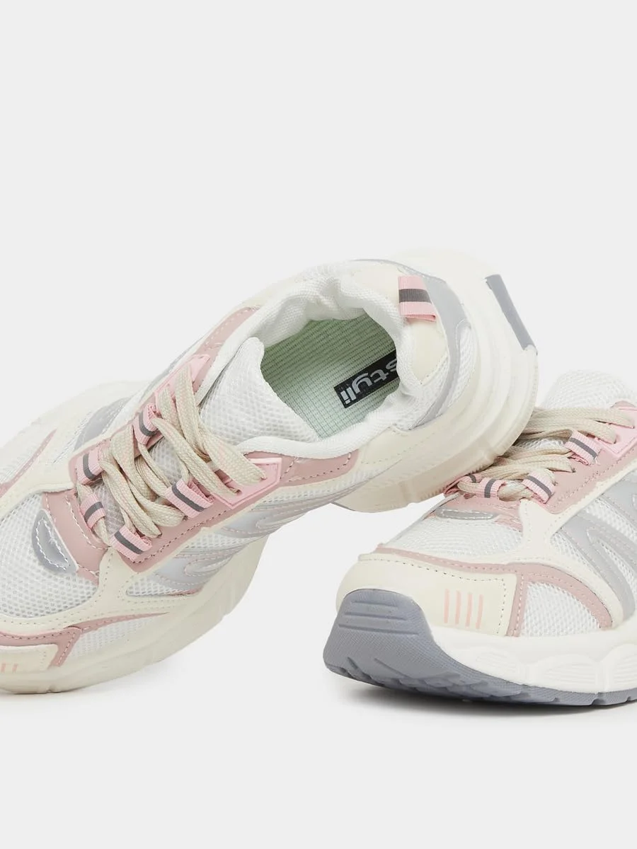 کفش کتانی زنانه استایلی با زیره ضخیم و بند دار