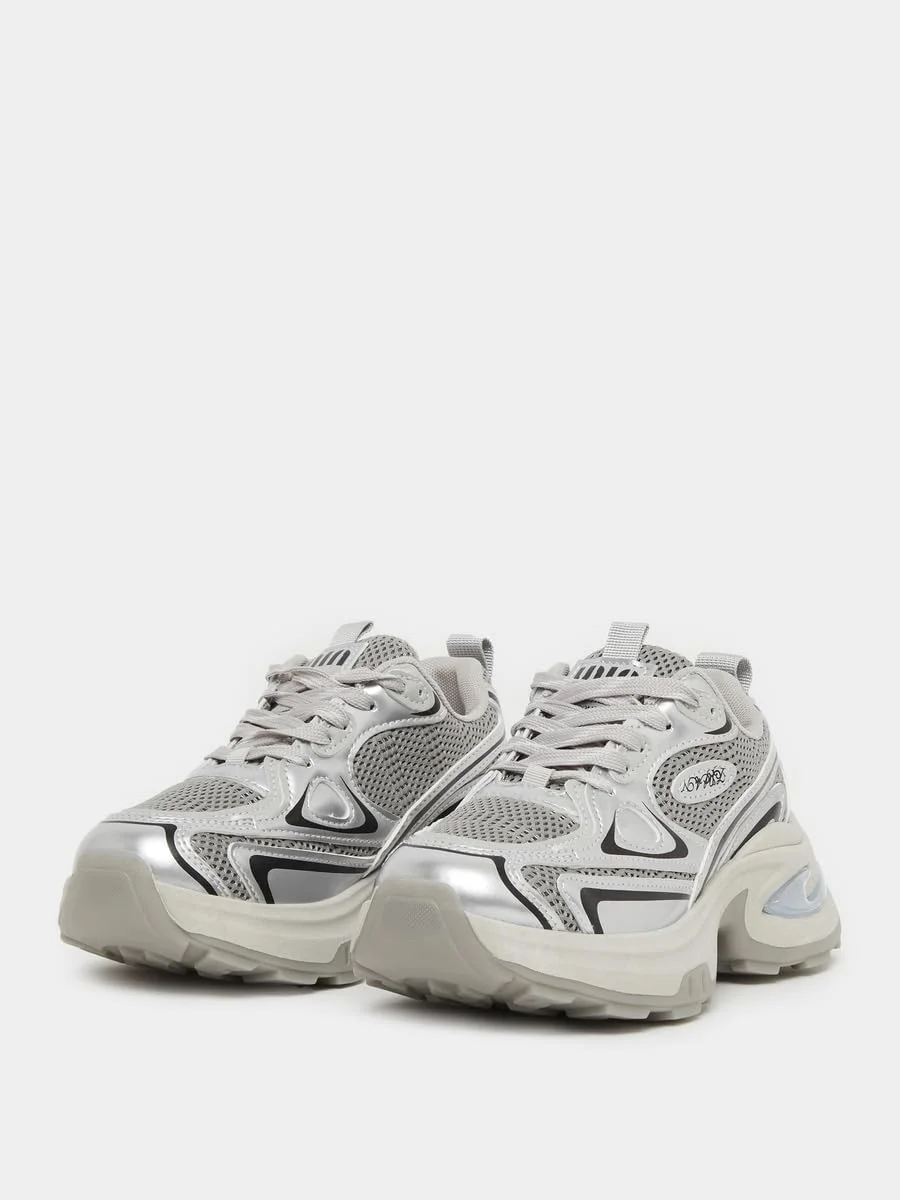 کفش کتانی زنانه استایلی با زیره ضخیم و بند دار